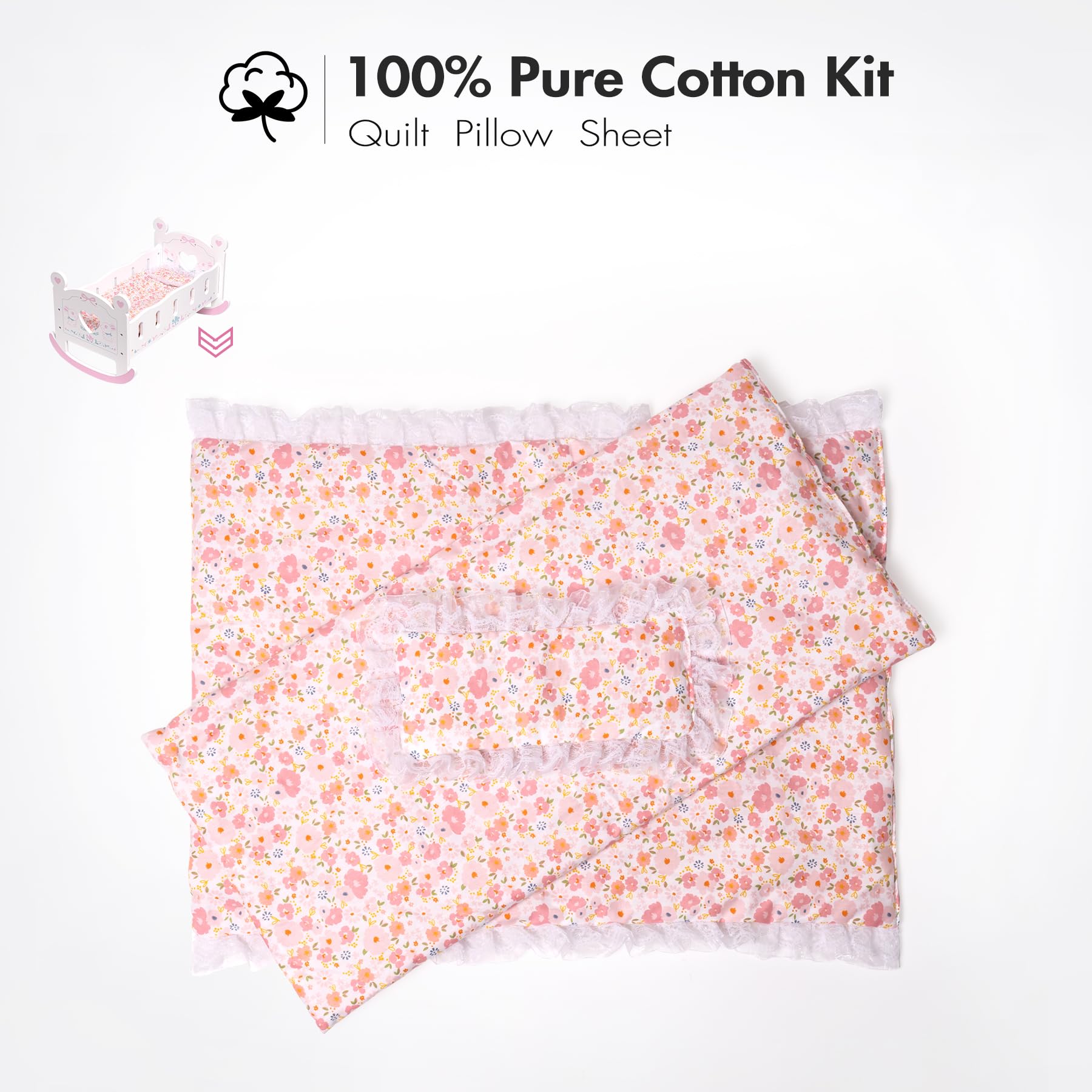 ROBUD Wooden Baby Doll Crib