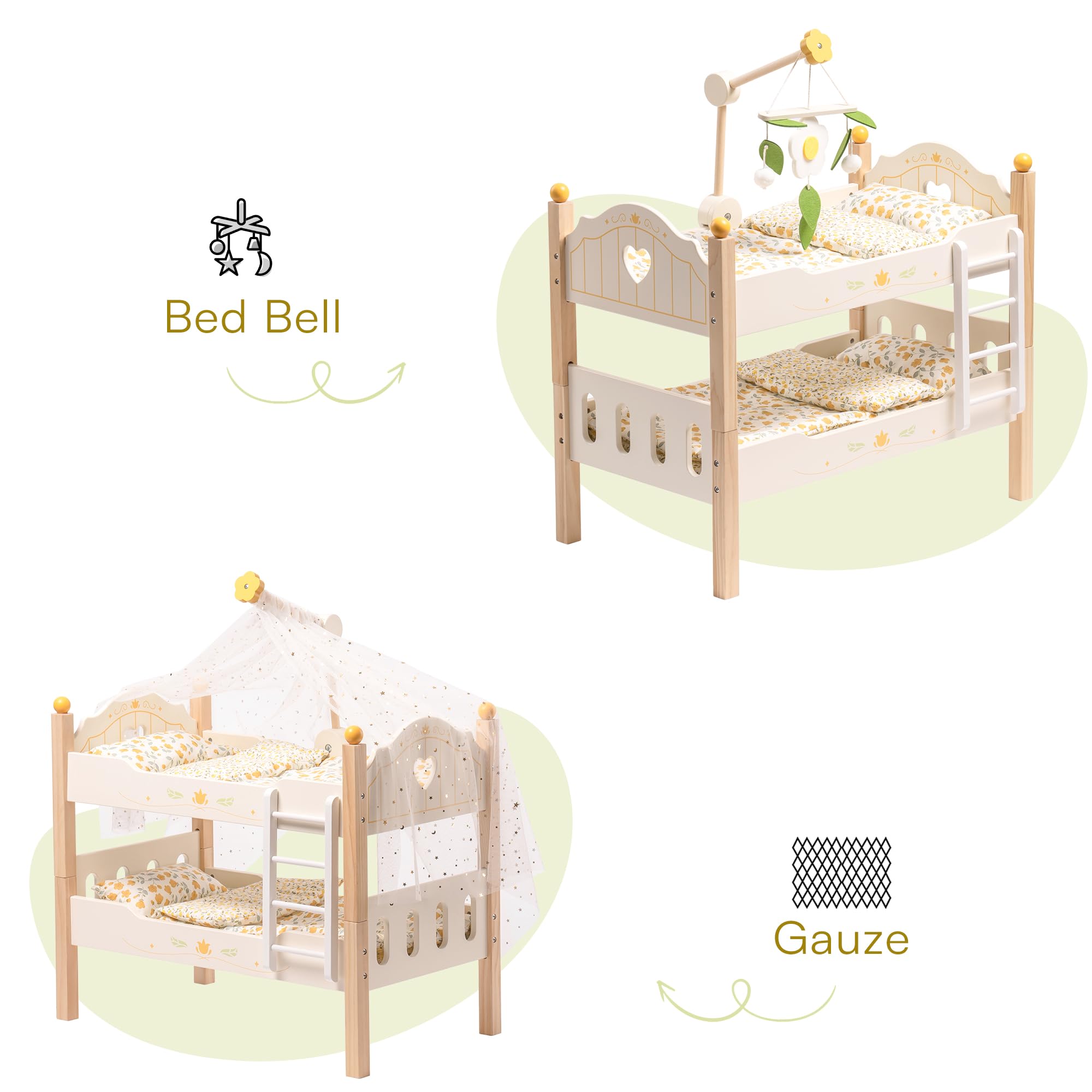 ROBUD Wooden Baby Doll Bed