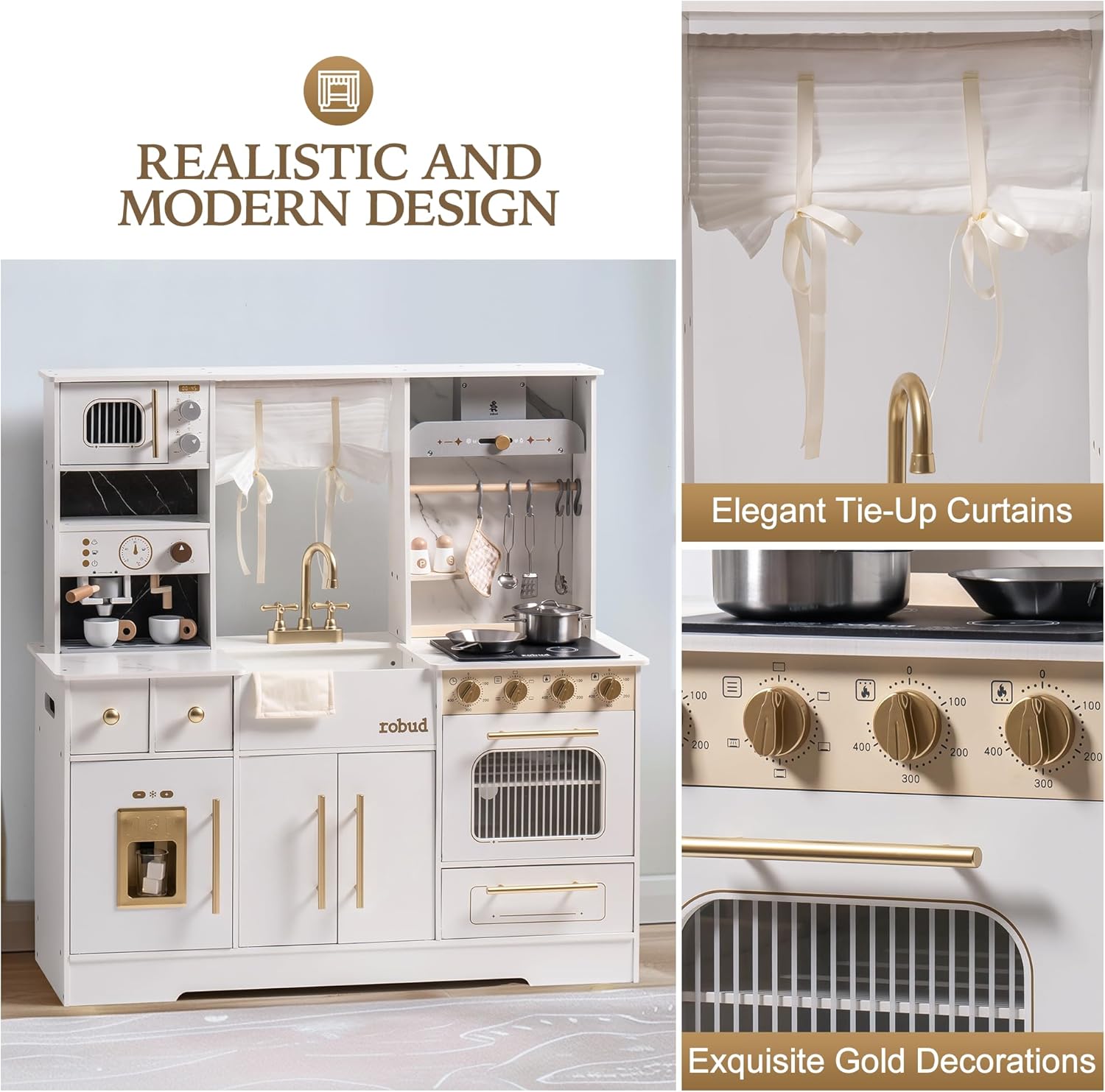 Modern Play Kitchen for Kids White