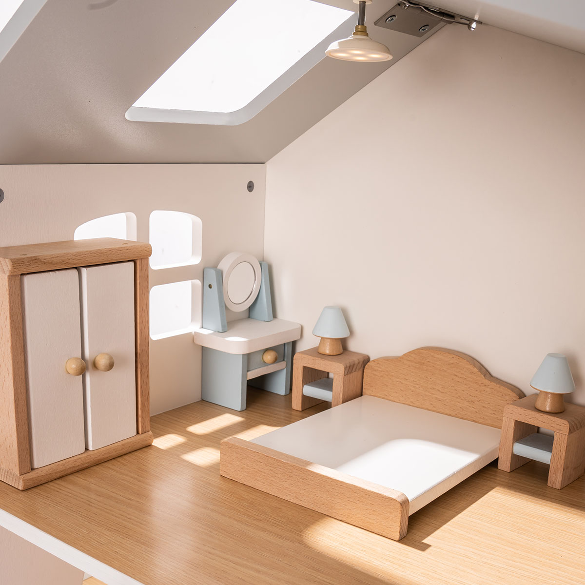 ROBUD Wooden Dollhouse Furniture Set