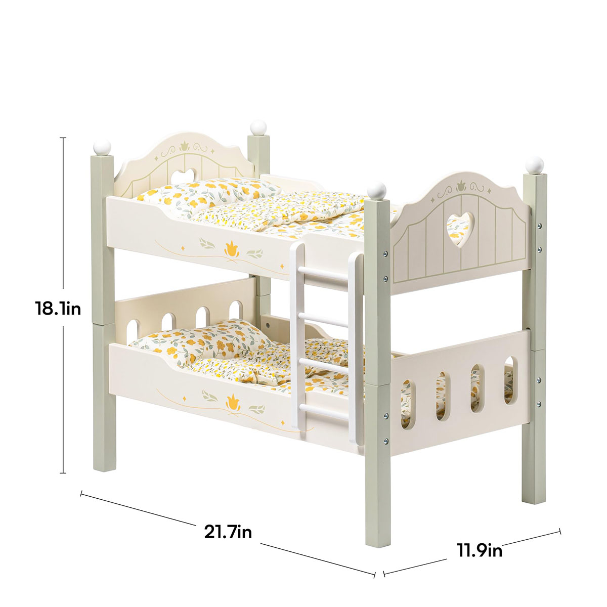 ROBUD Wooden Baby Doll Bed with Ladder and Bedding