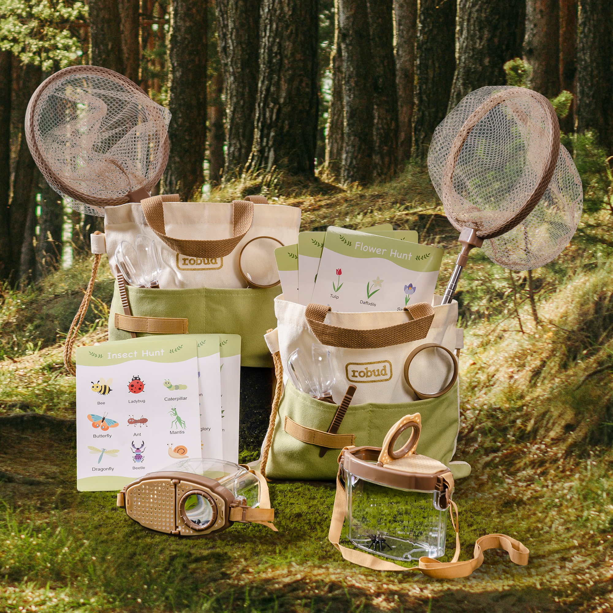 ROBUD Kit da Esplorazione per Bambini Outdoor Dual verde