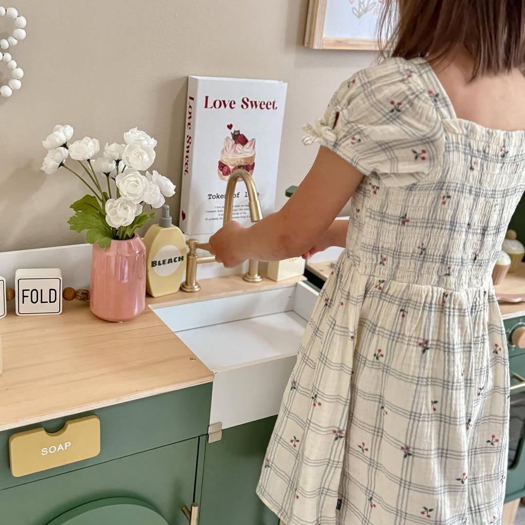 ROBUD Set da Gioco Cucina in Legno per Bambini - Verde Vintage