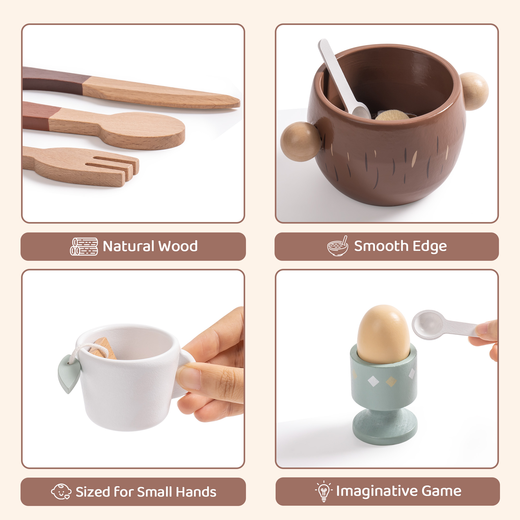 ROBUD Juegos de Comida de Madera de 31 Piezas Para Niños