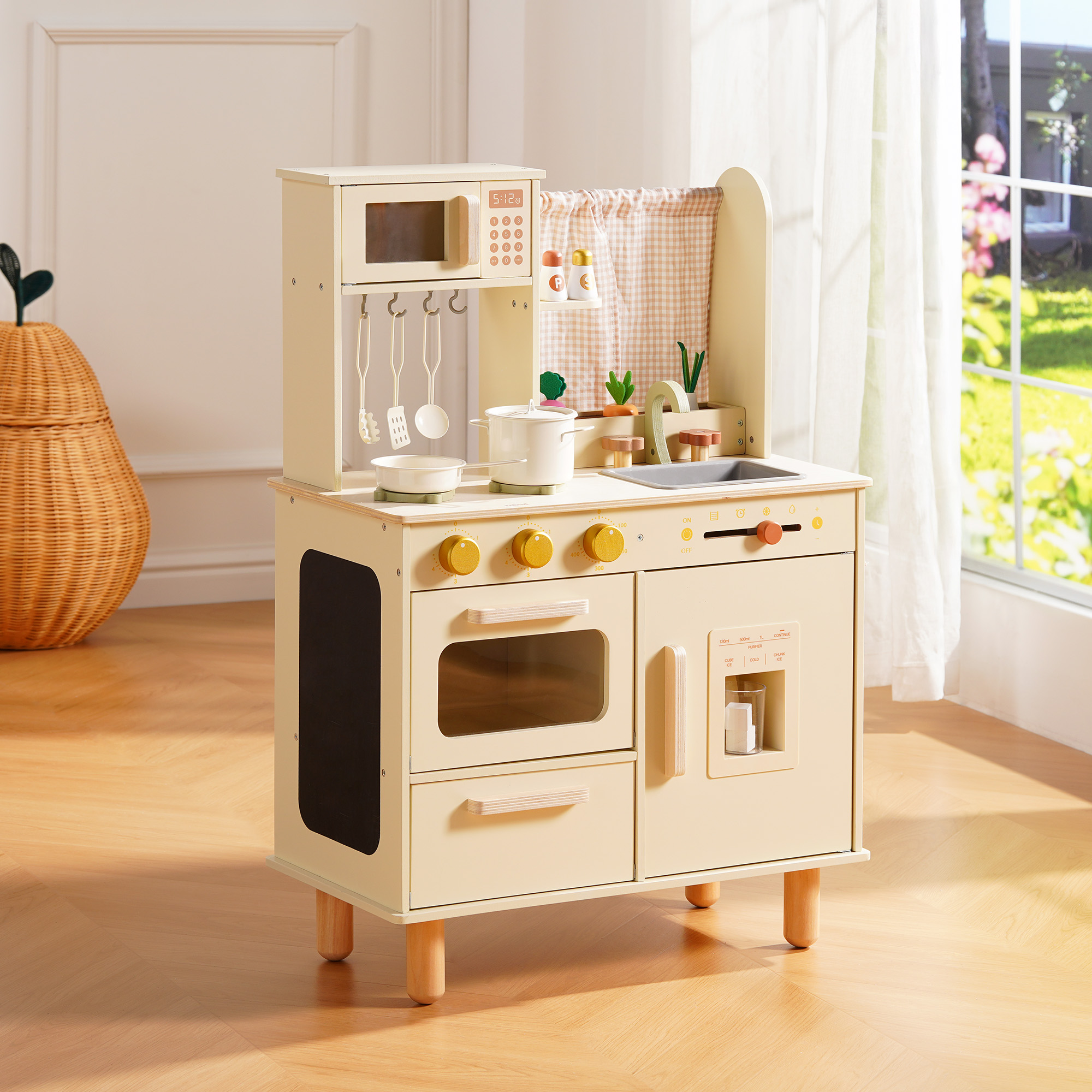 ROBUD Wooden Pretend Play Kitchen Set for Kids