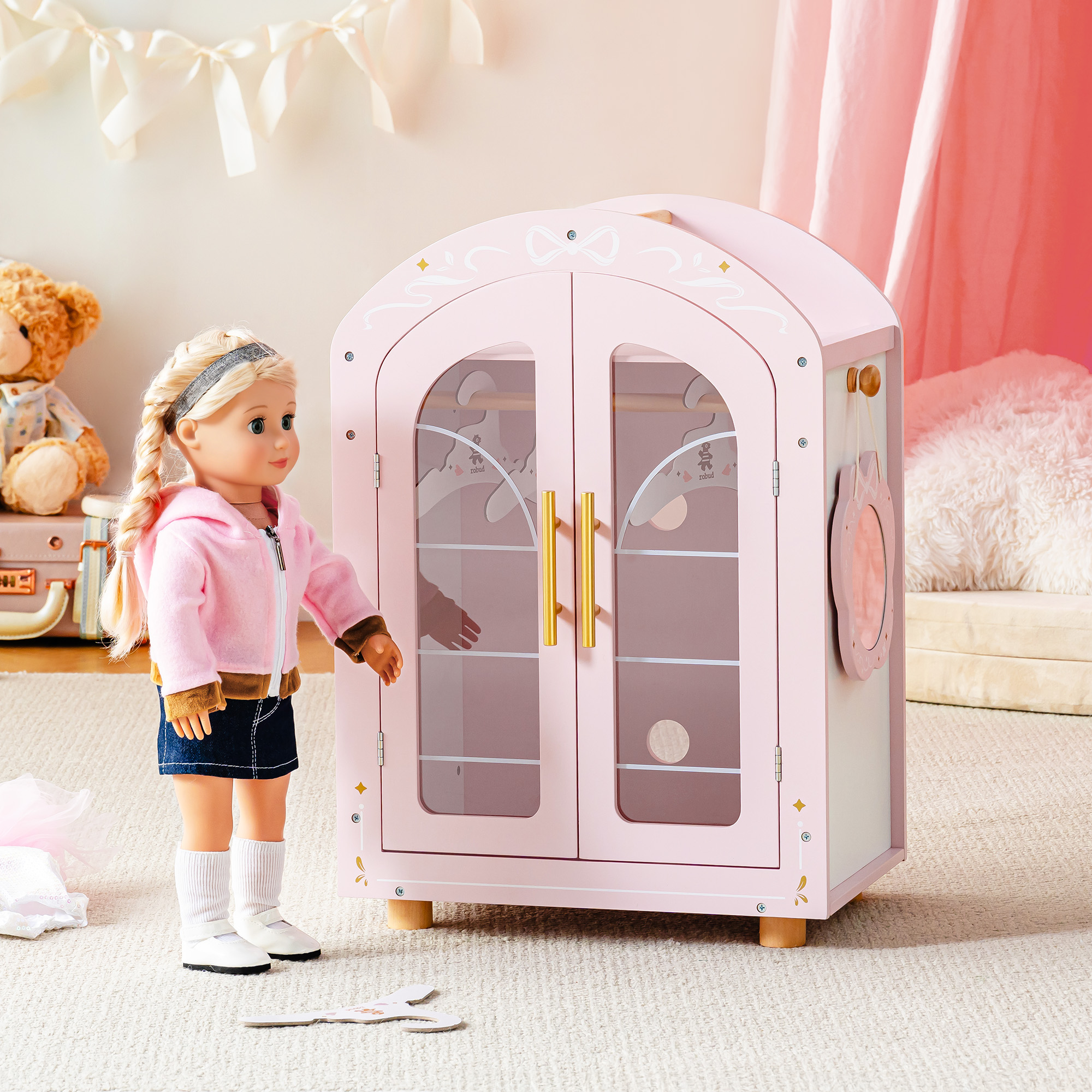 ROBUD Wooden Doll Furniture - Wardrobe