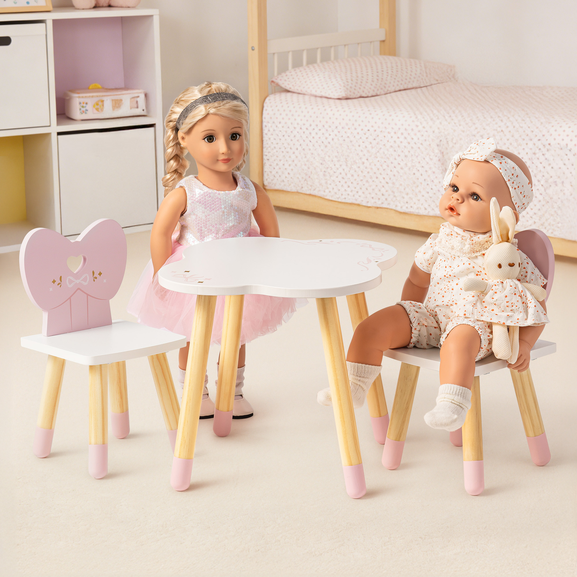 ROBUD 18 Inch Dolls Table Chairs Set