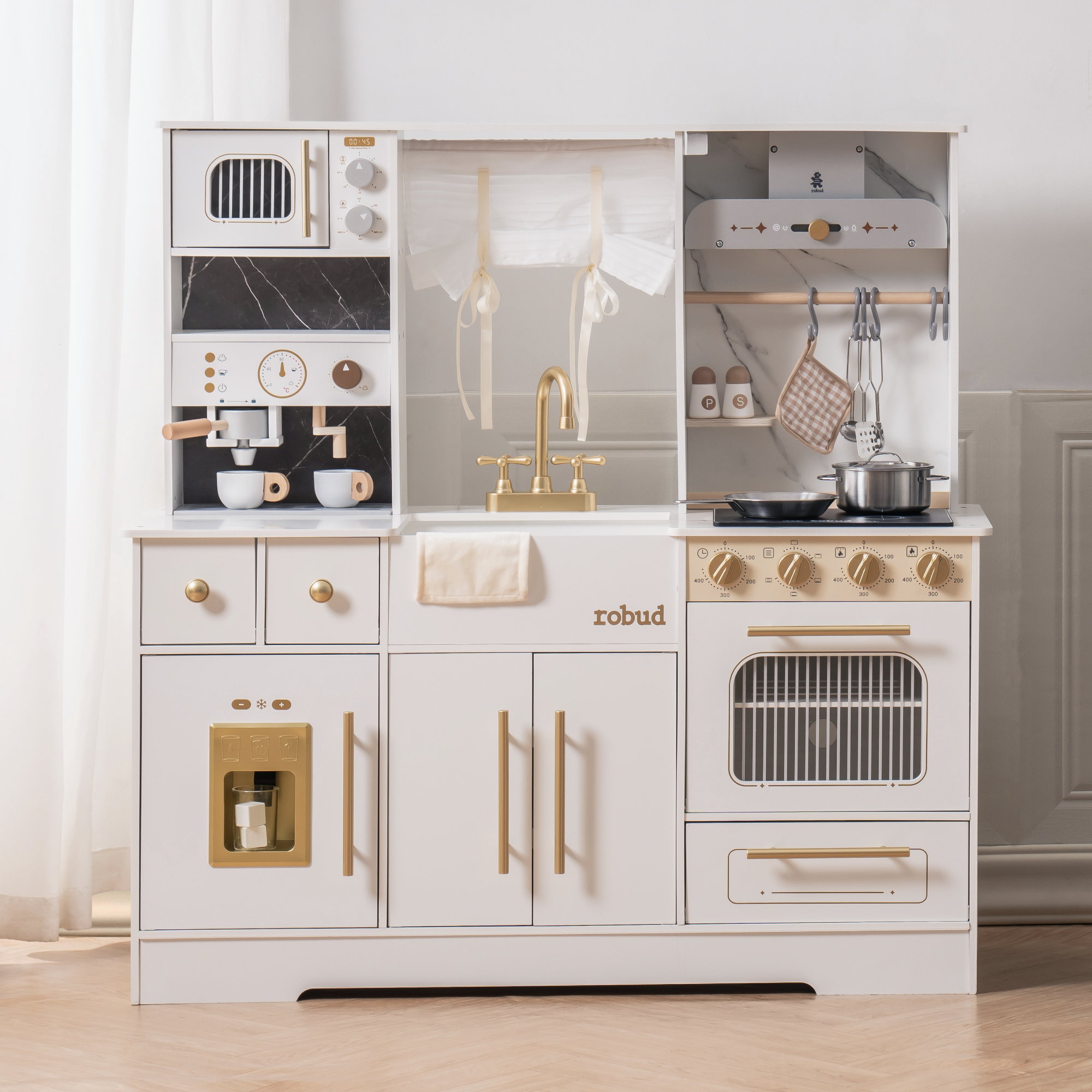 ROBUD Cocina de Juguete Moderna Para Niños - Color Blanco