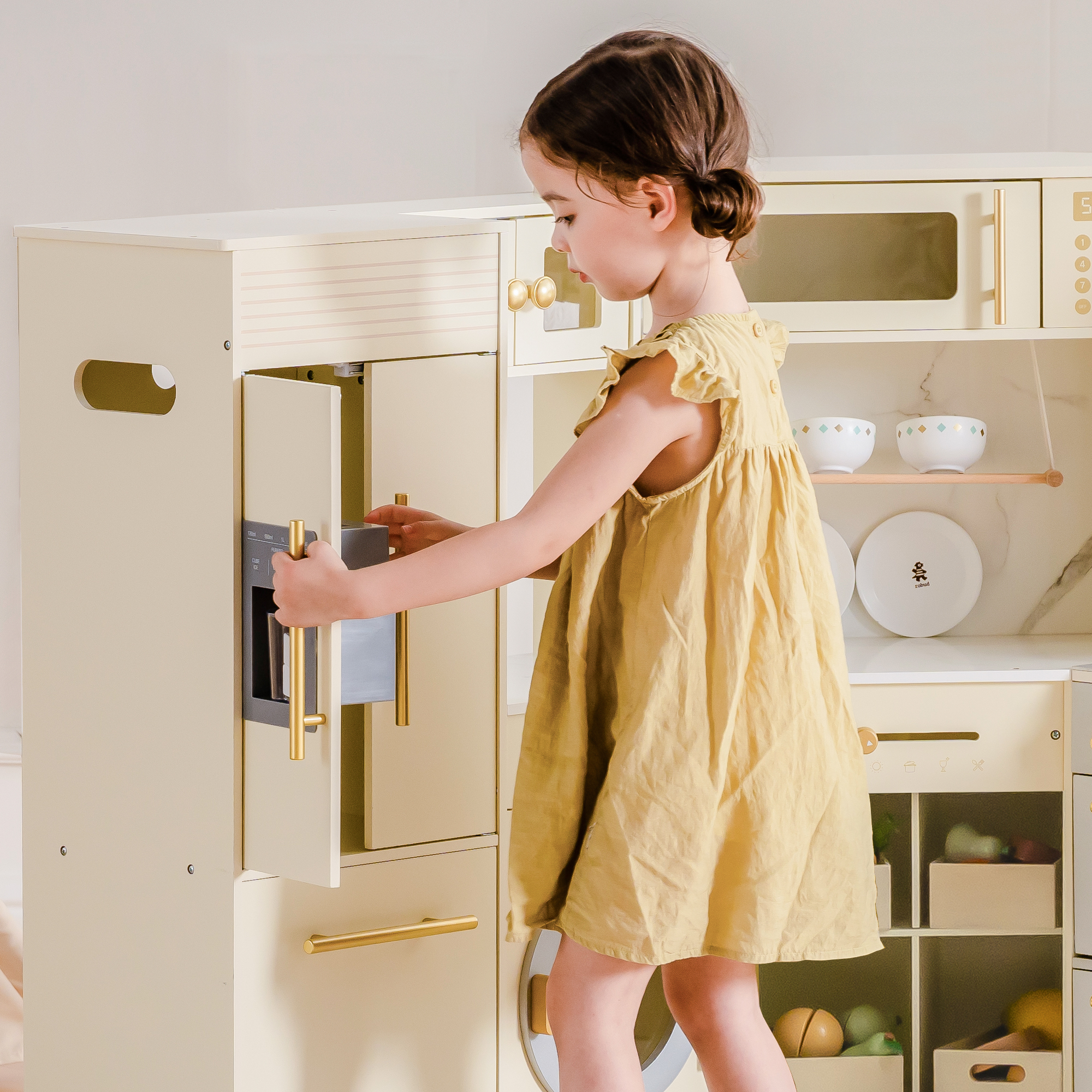 ROBUD Cocina Esquinera de Lujo Con Iluminación de Madera