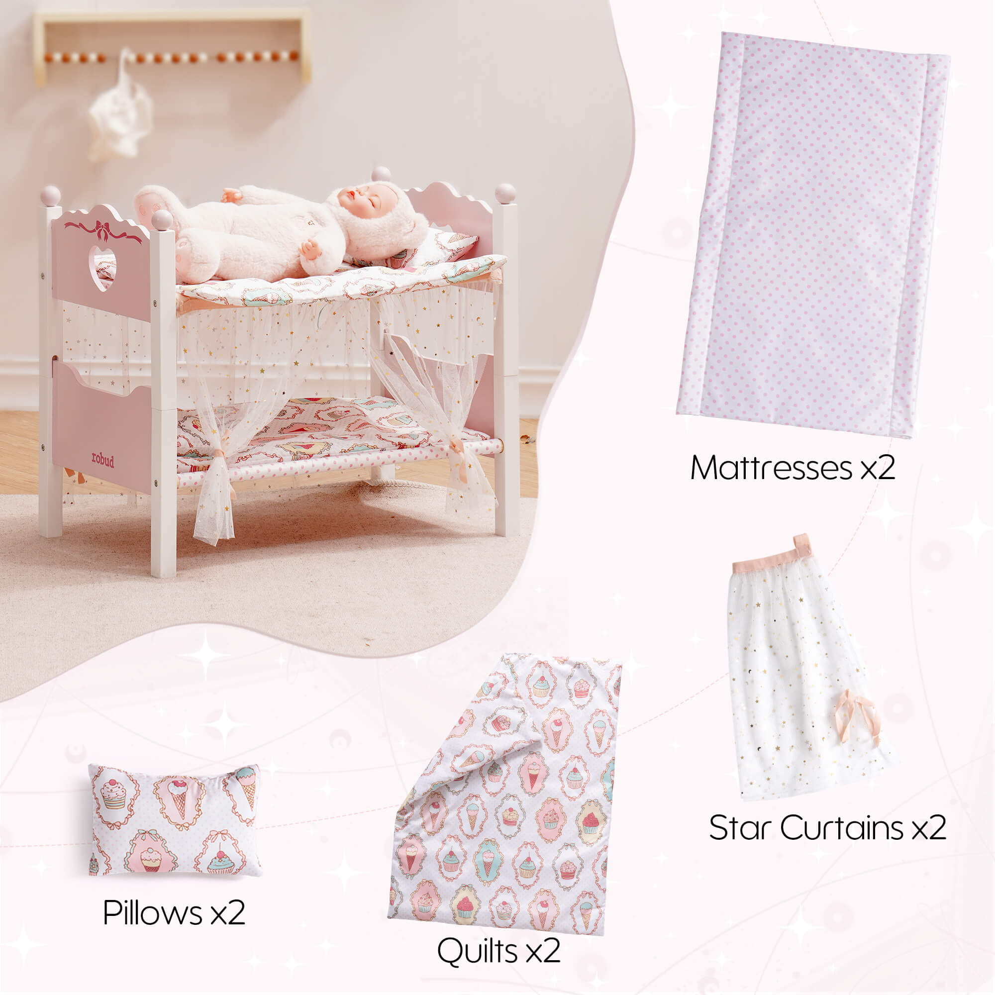 Robud Pink Princess Bunk Bed