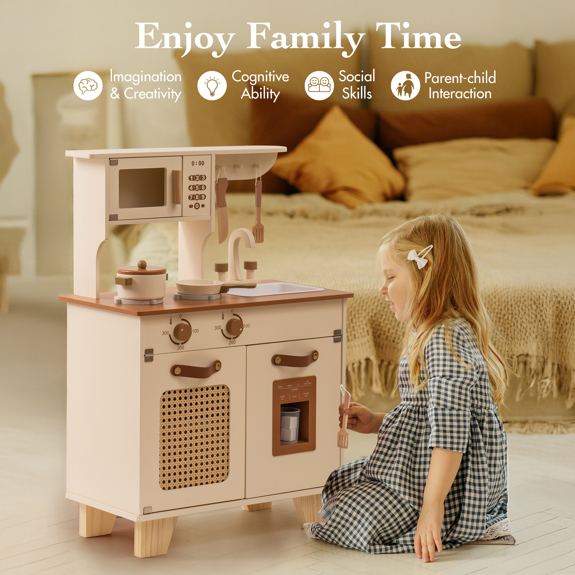 ROBUD Juego de Cocina de Madera para Niños - Mocha Montessori