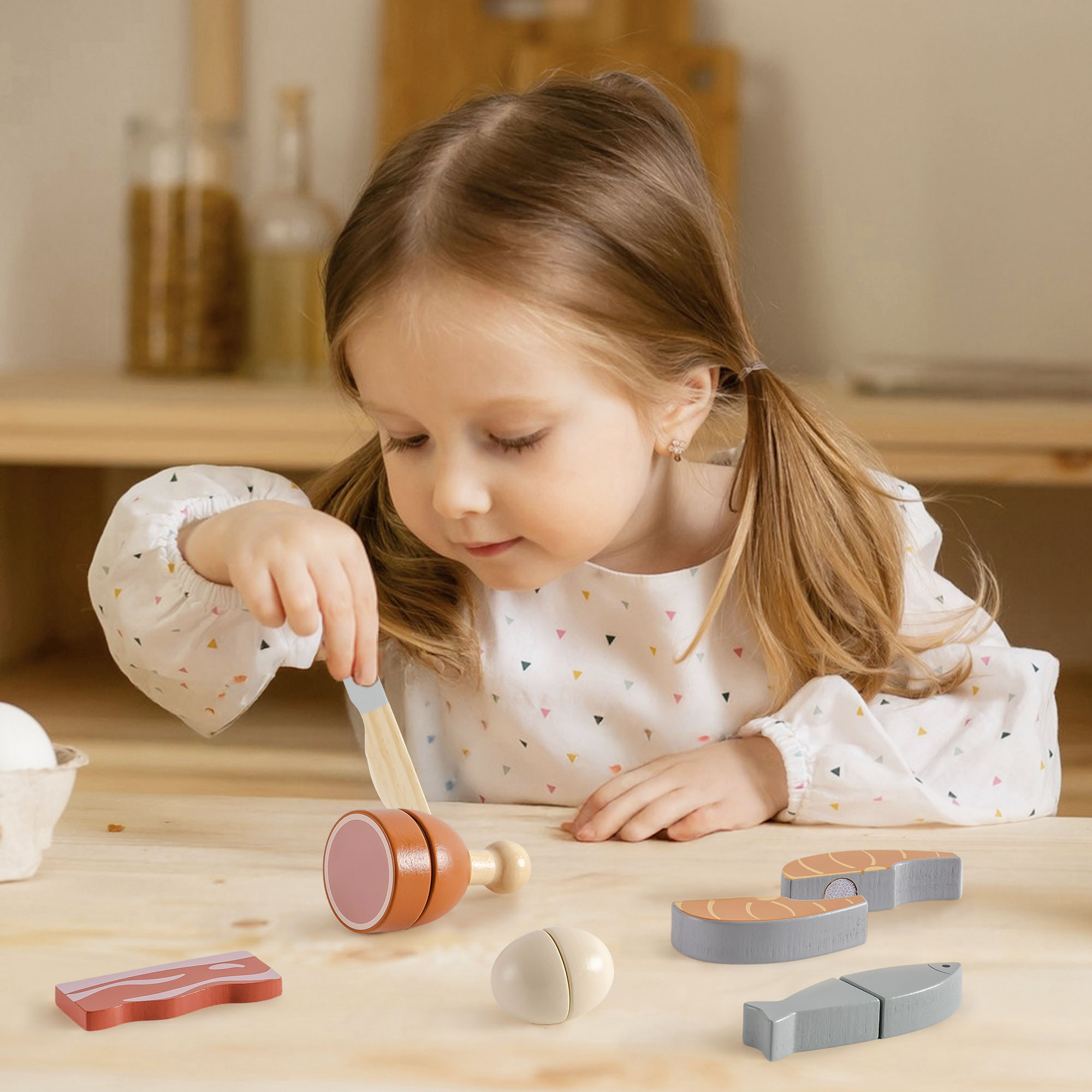 ROBUD Wooden Childs Play Food Set -  Meat