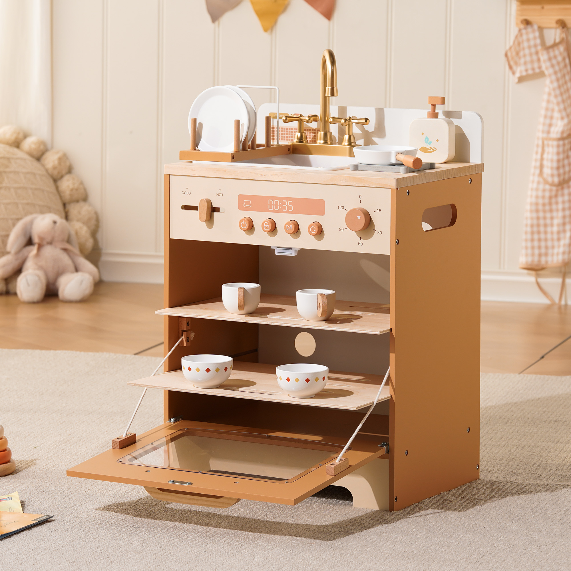 ROBUD Wooden Caramel Dishwasher