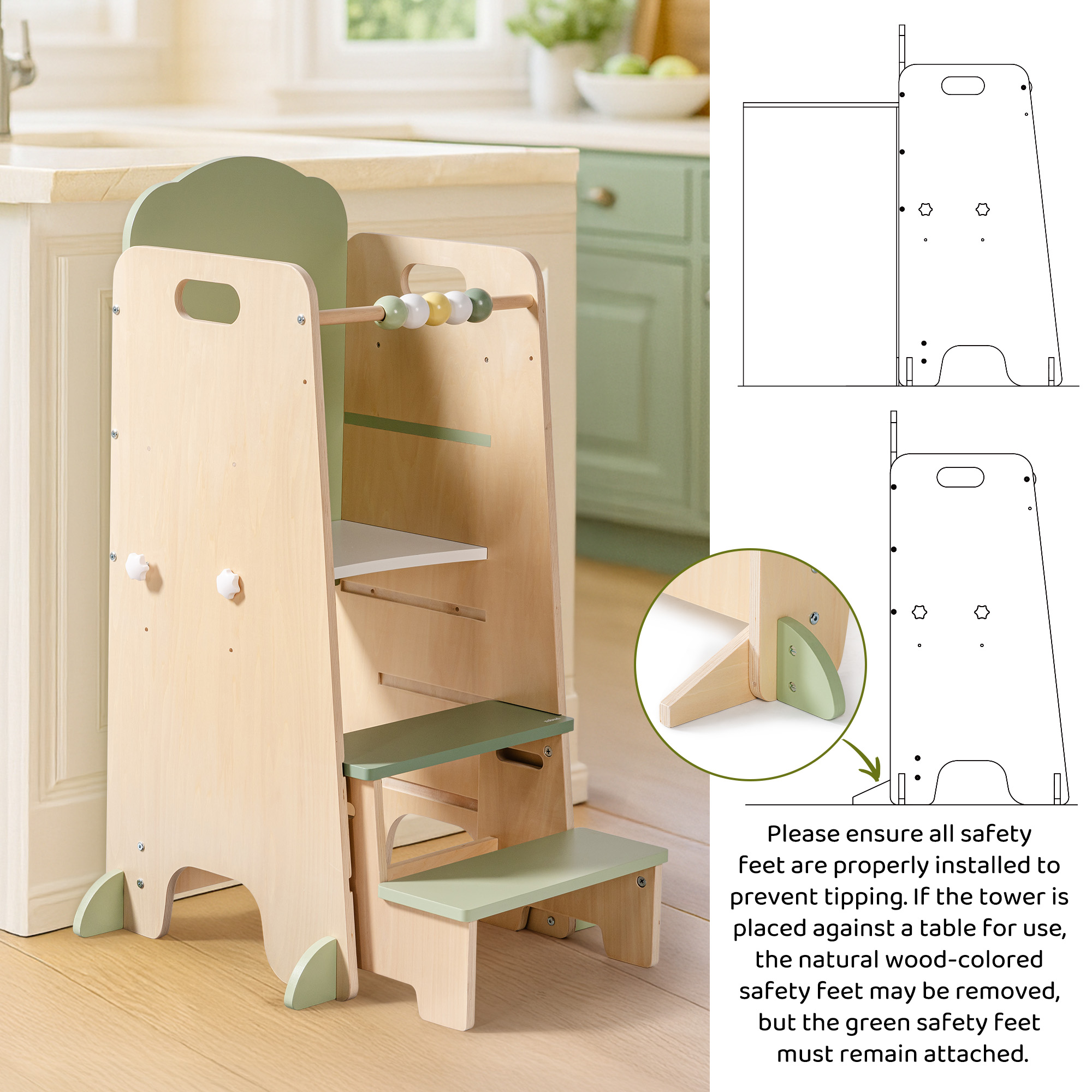 ROBUD Toddler Standing Tower with Step Stool Set
