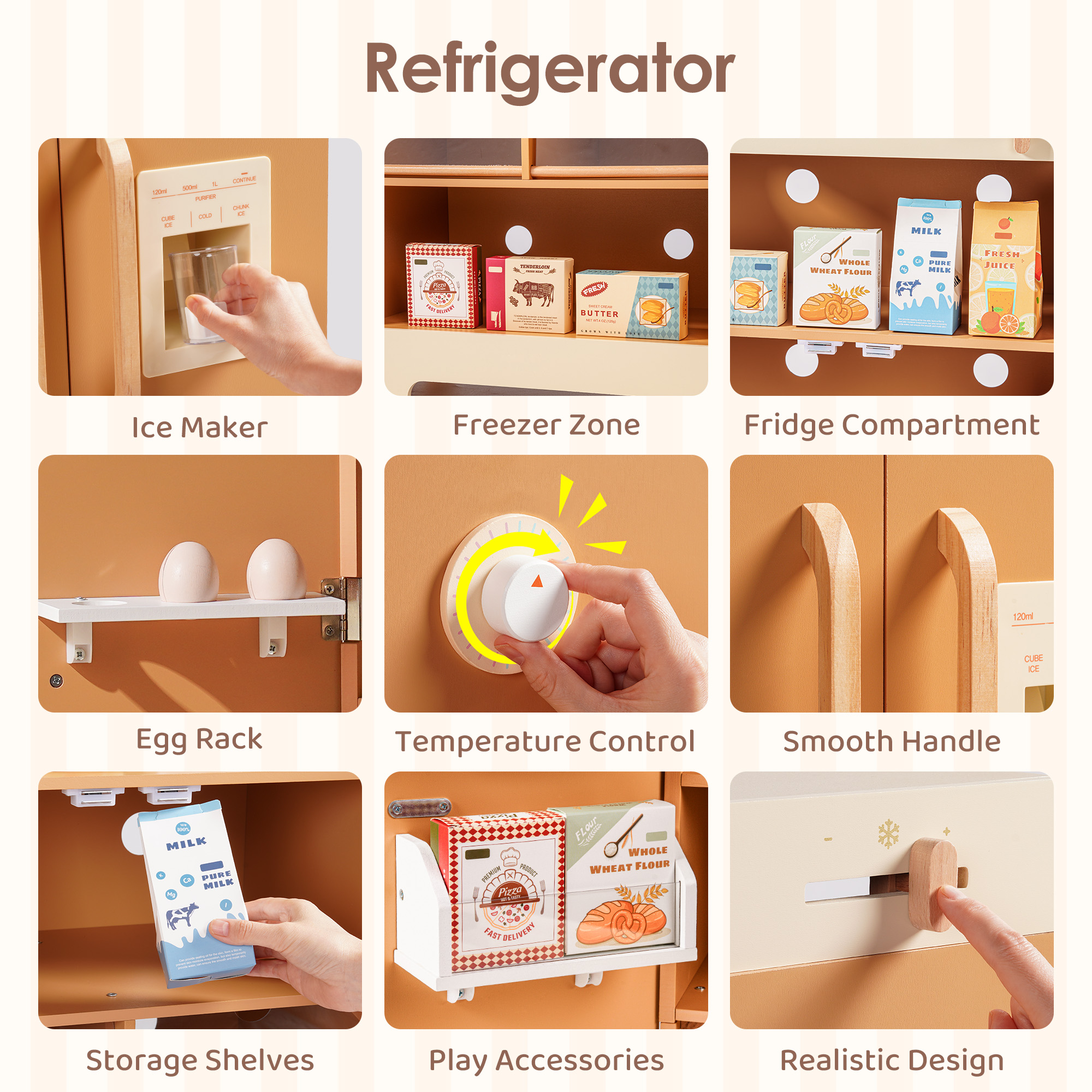 Robud Wooden Kids Kitchen PlaySet Series - Caramel