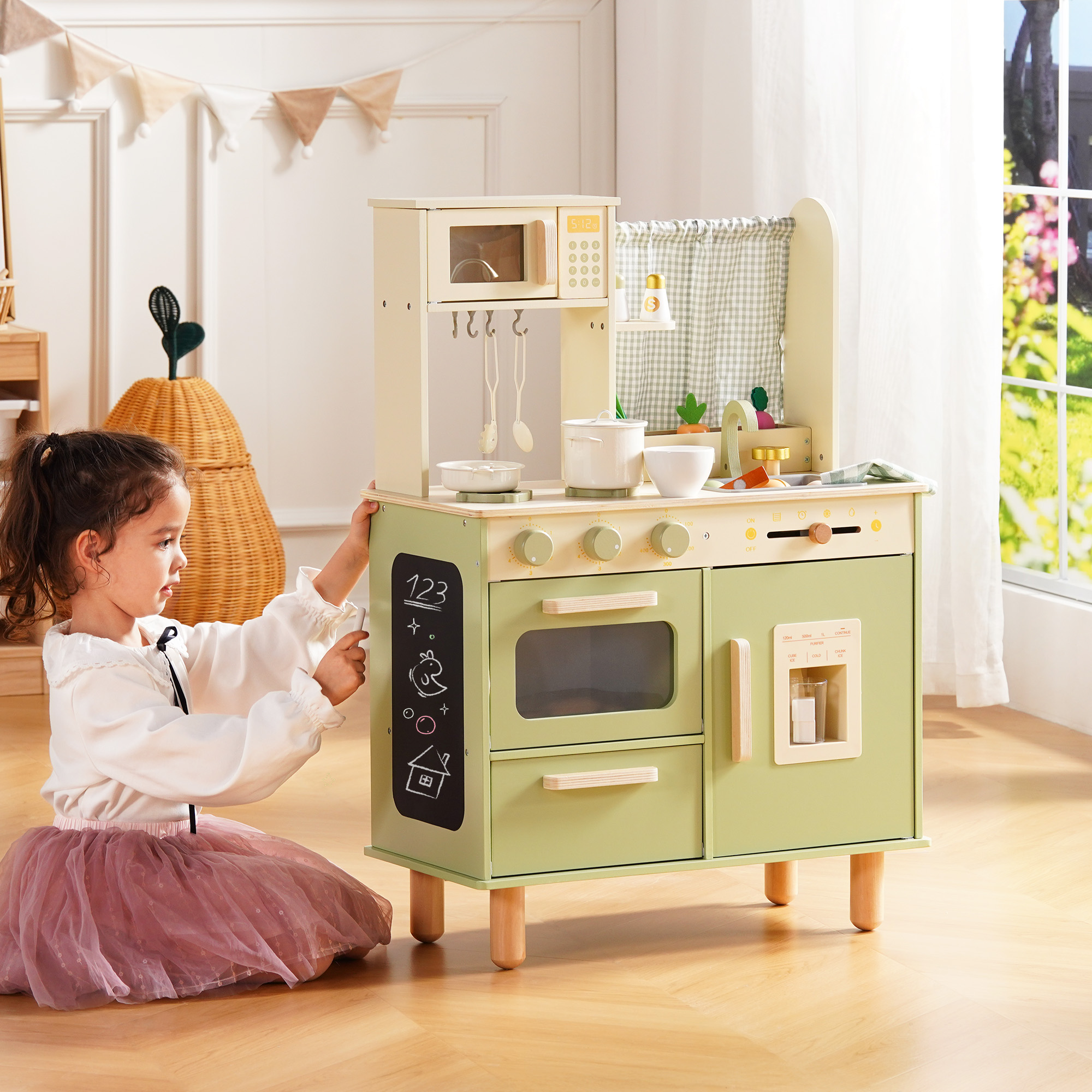 ROBUD Wooden Pretend Play Kitchen Set for Kids