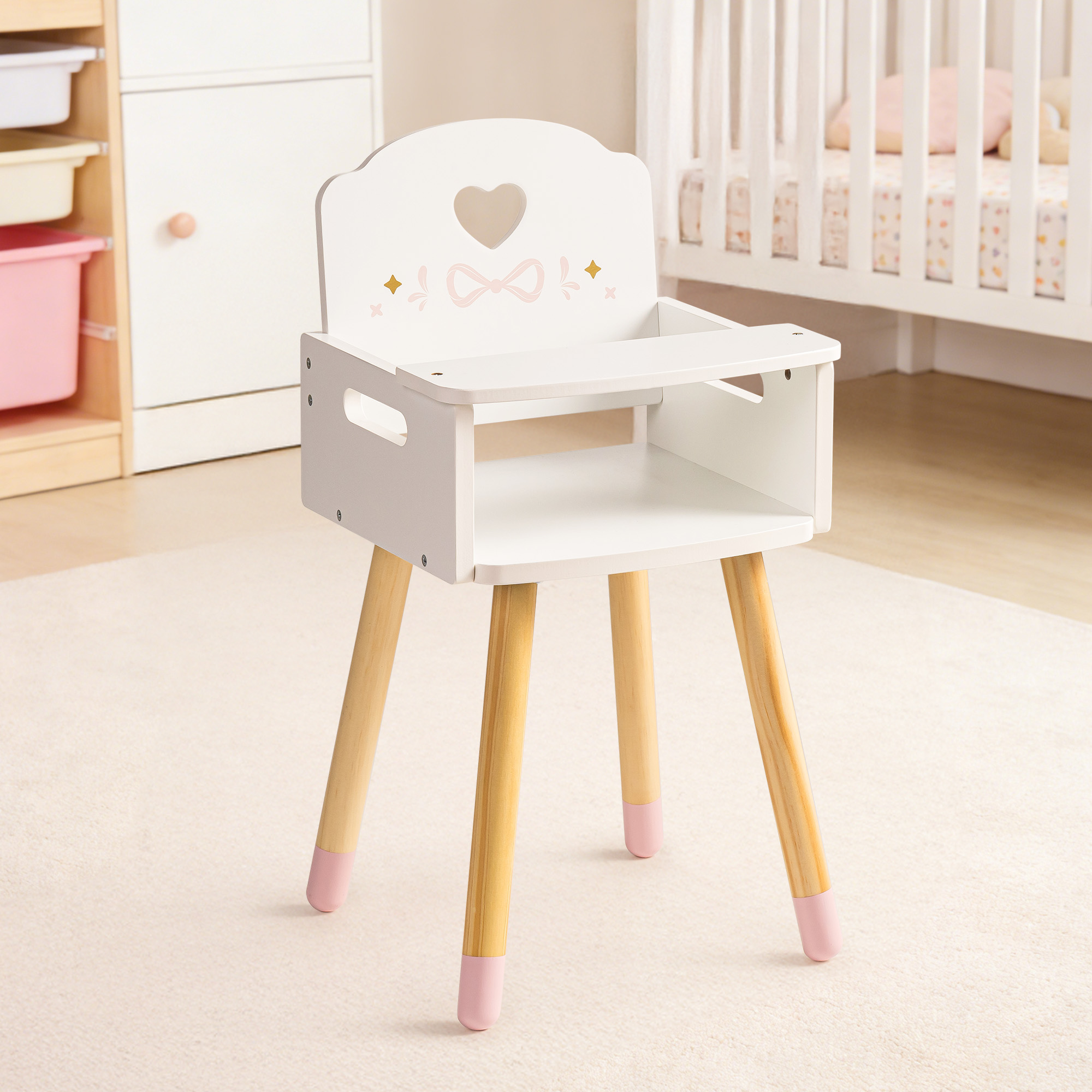 ROBUD Baby Doll High Chair with Heart-Shaped