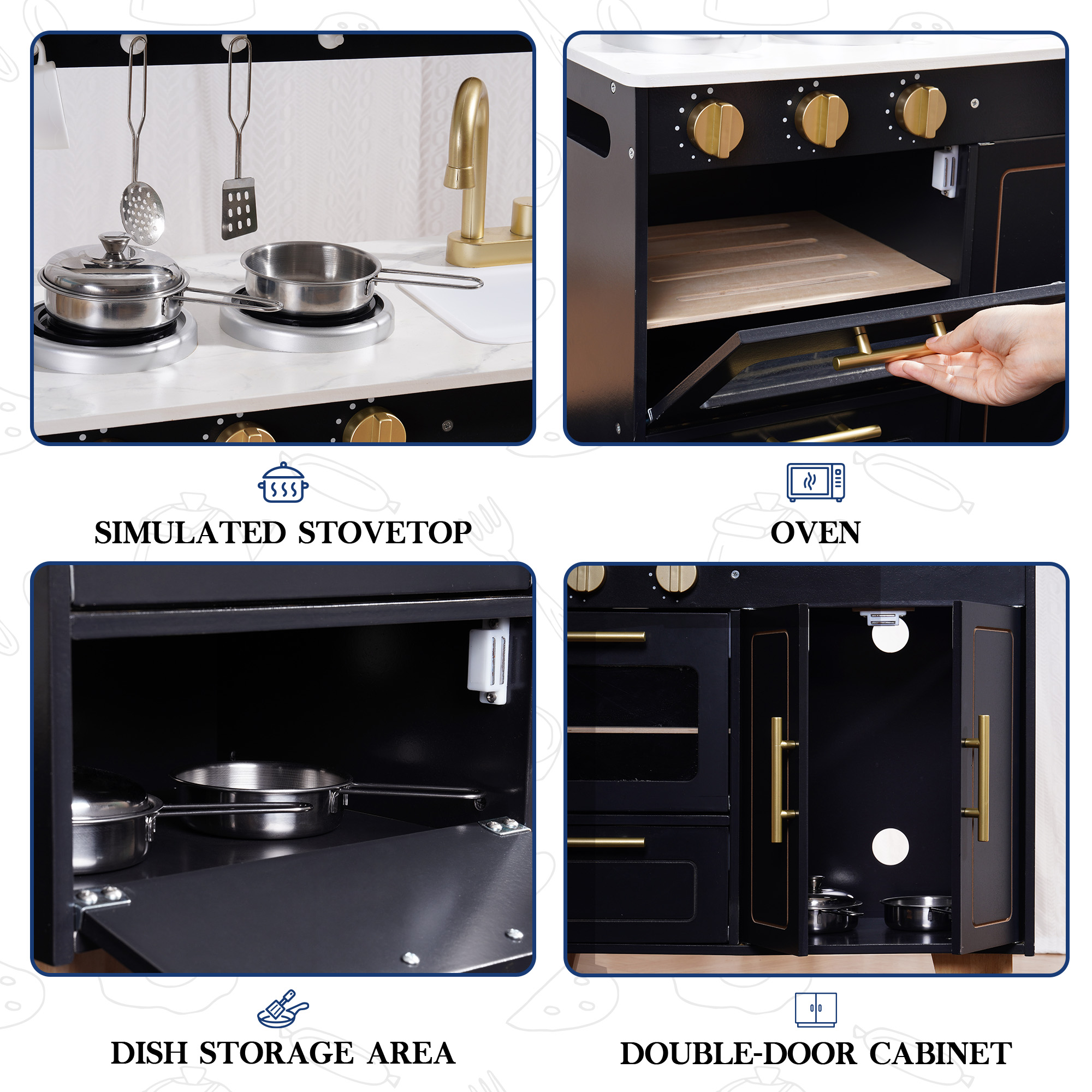 ROBUD Juego de Cocina de Madera - Obsidiana