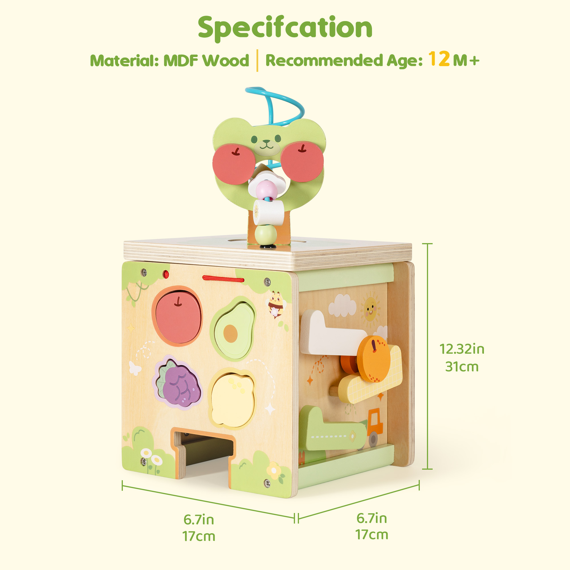 ROBUD Wooden Activity Cube - Little Bear Orchard