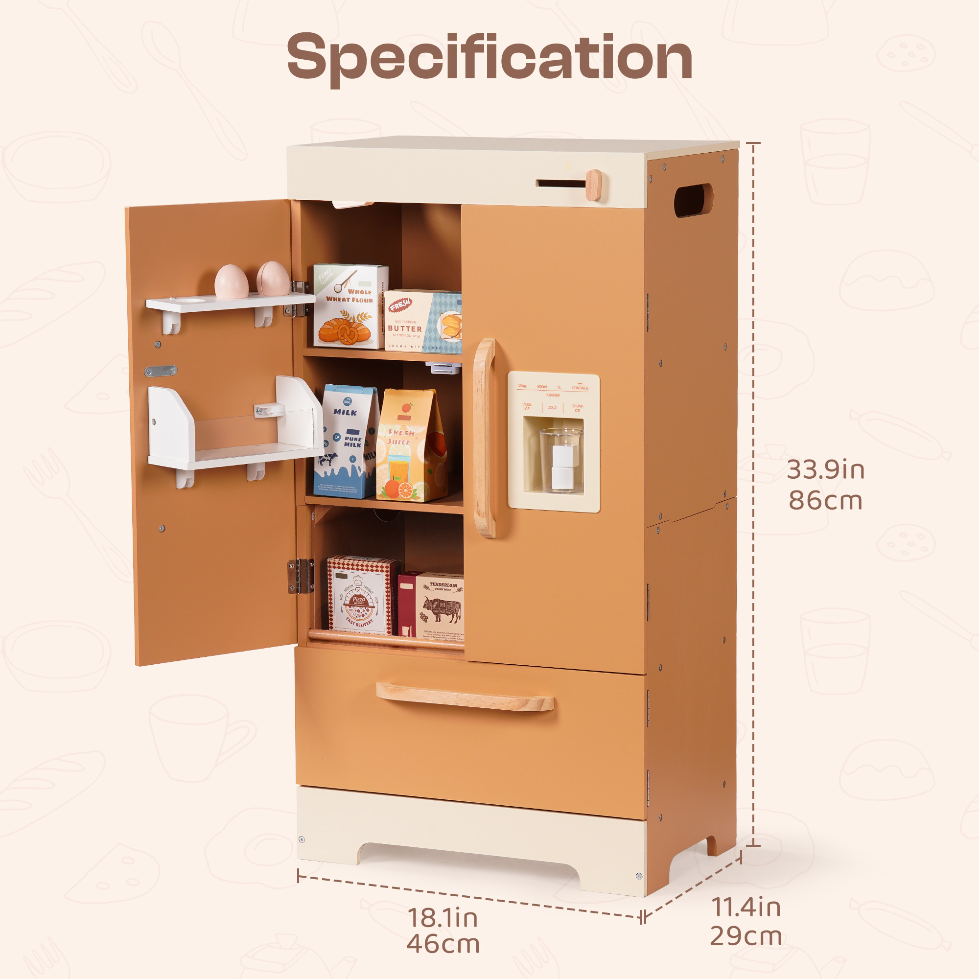 ROBUD Wooden Caramel Refrigerator