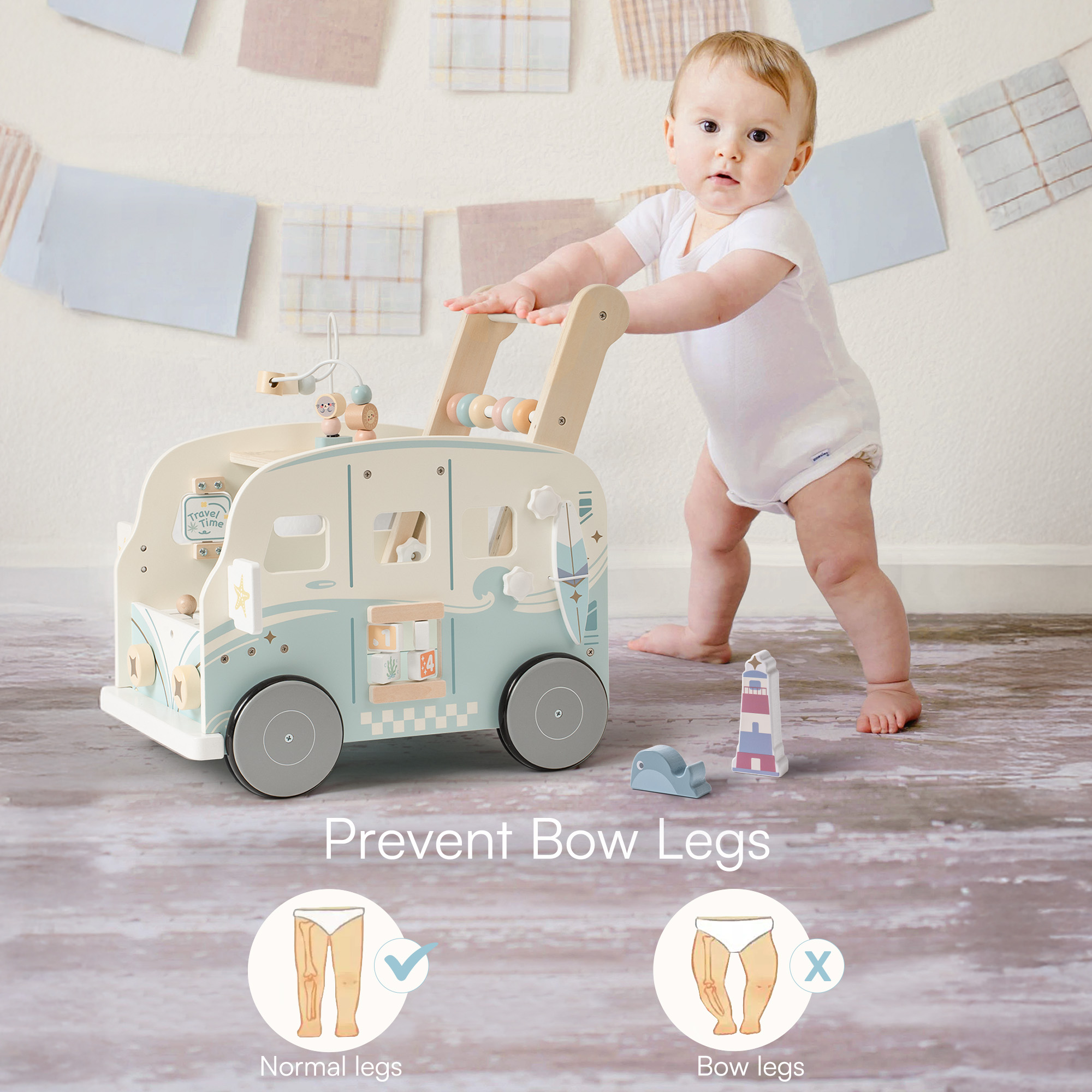 ROBUD Andador de Madera Para Bebés - Vacaction Bus