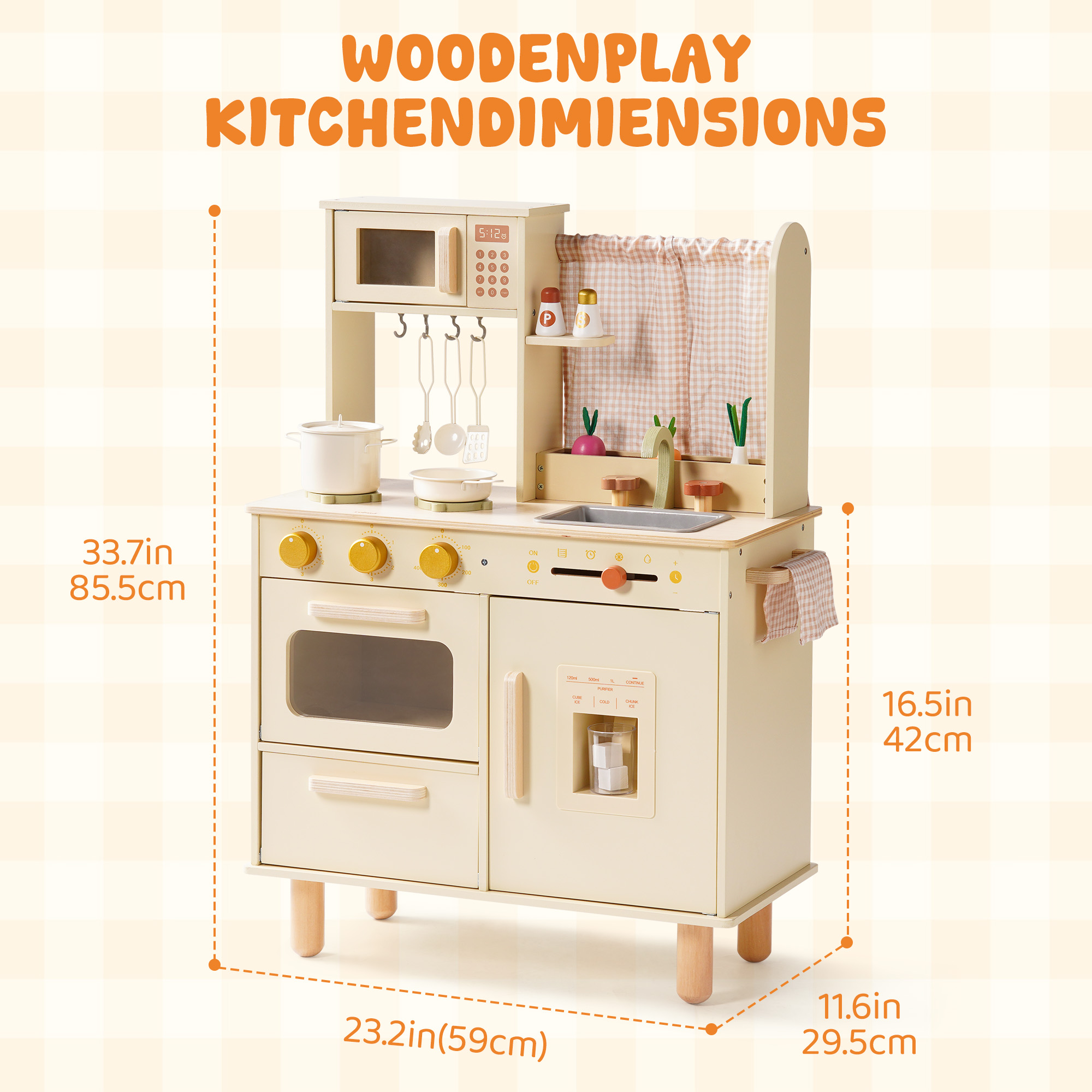 ROBUD Wooden Pretend Play Kitchen Set for Kids