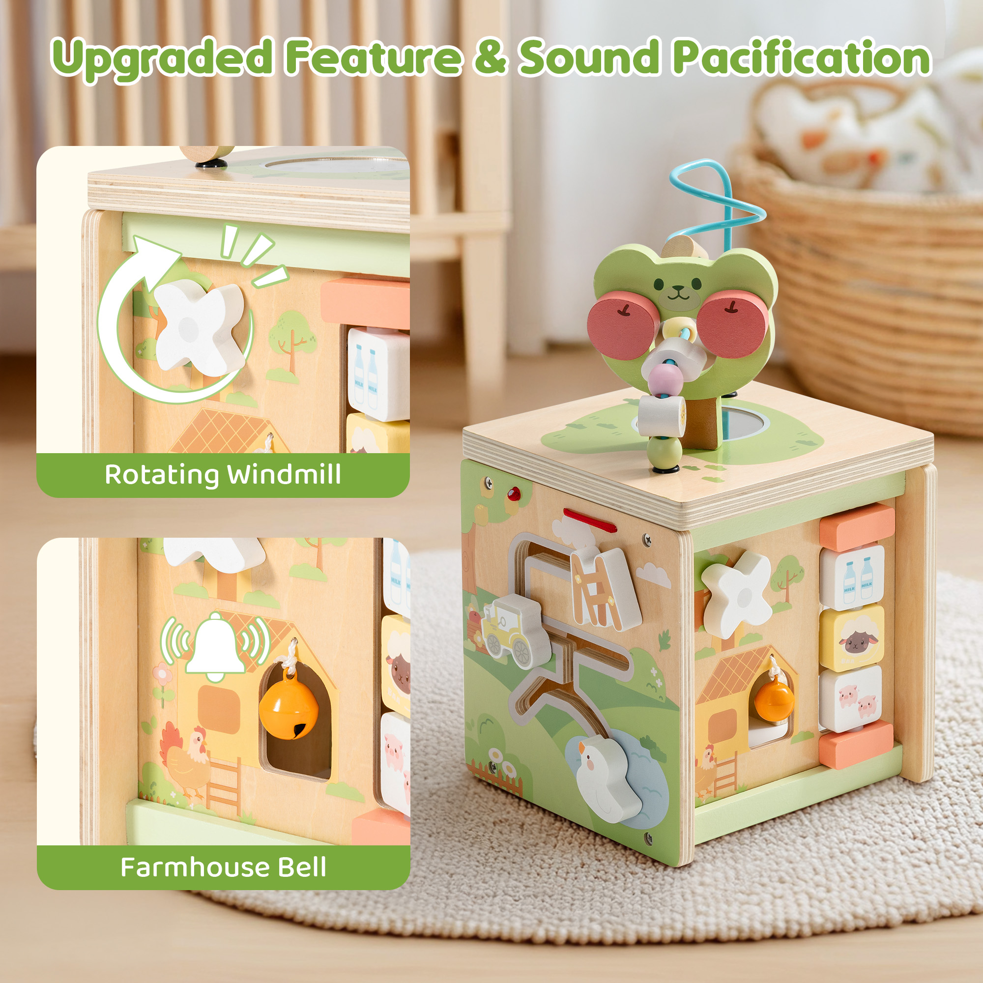 ROBUD Wooden Activity Cube - Little Bear Orchard
