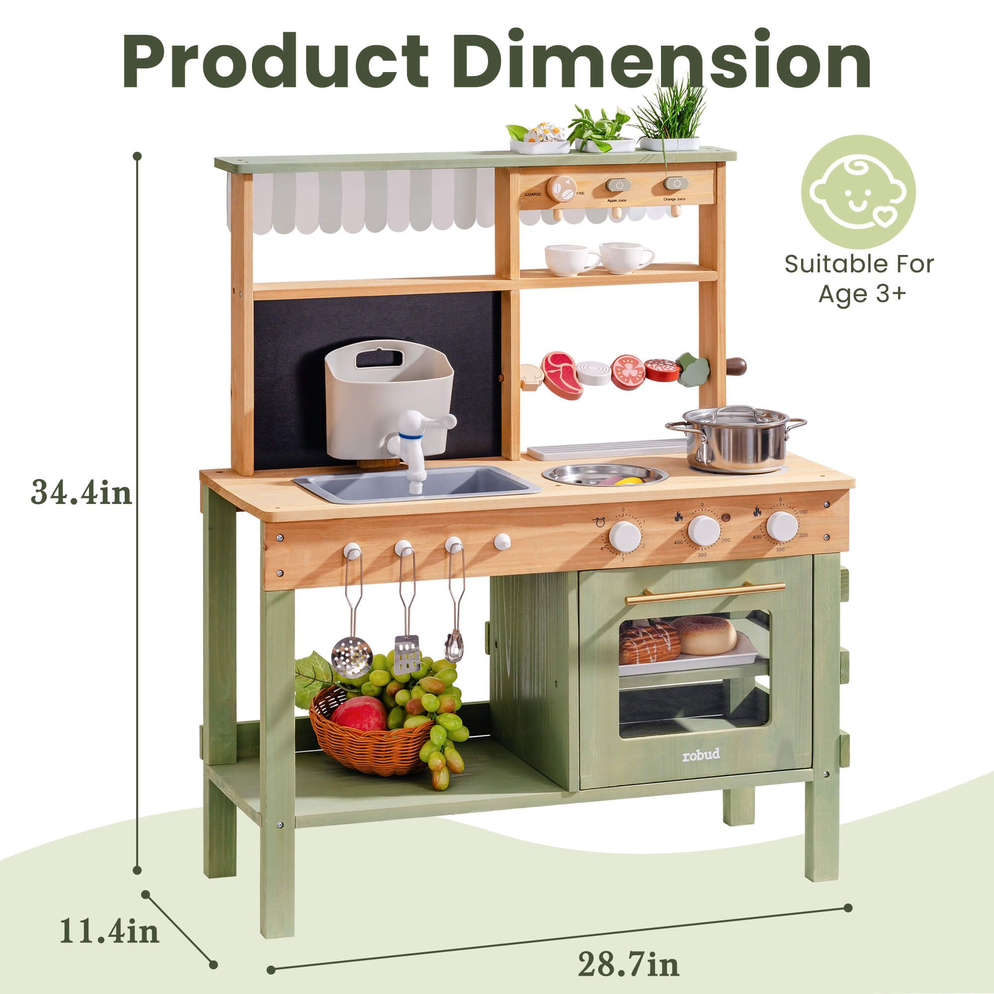 ROBUD Outdoor Mud Play Kitchen Green