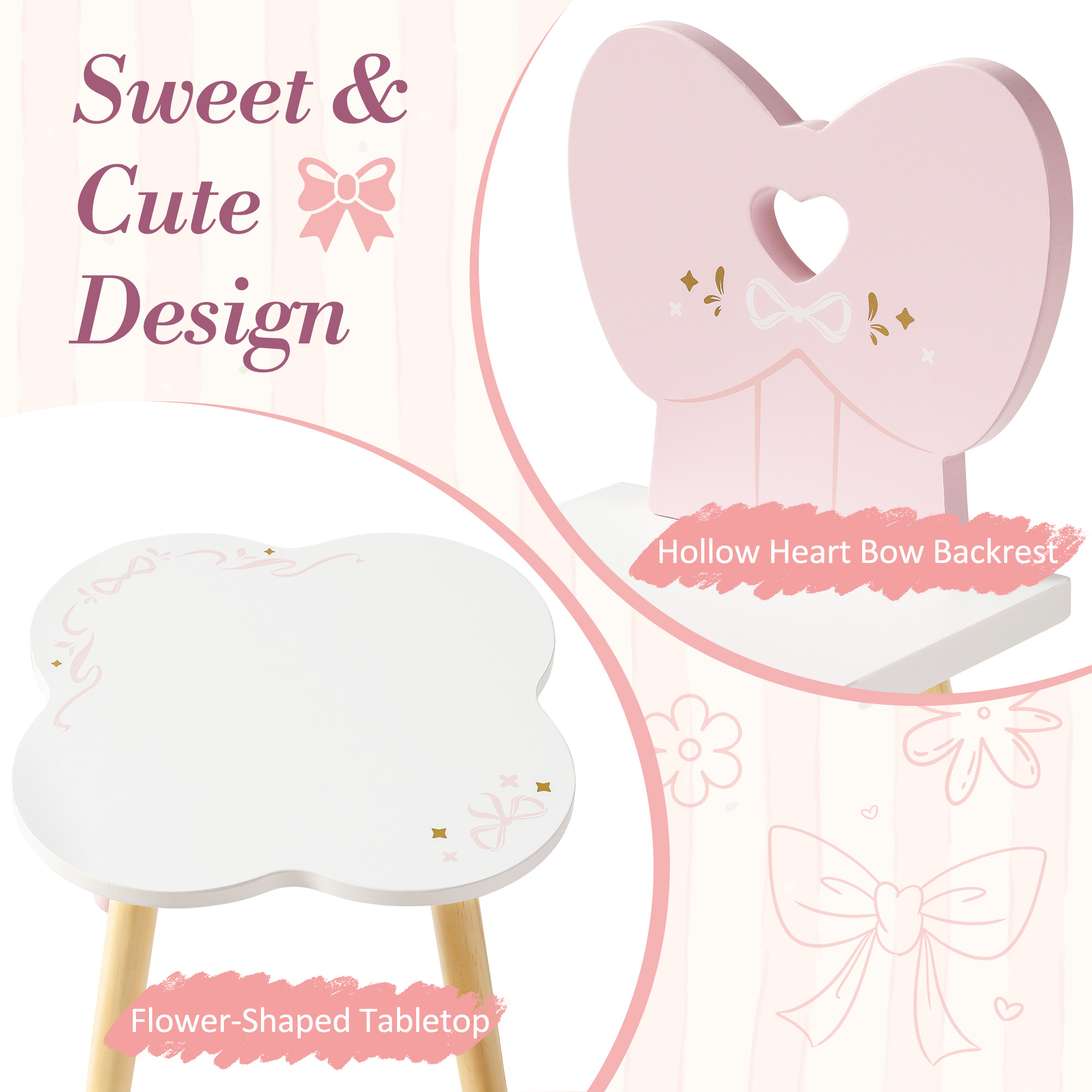 ROBUD 18 Inch Dolls Table Chairs Set