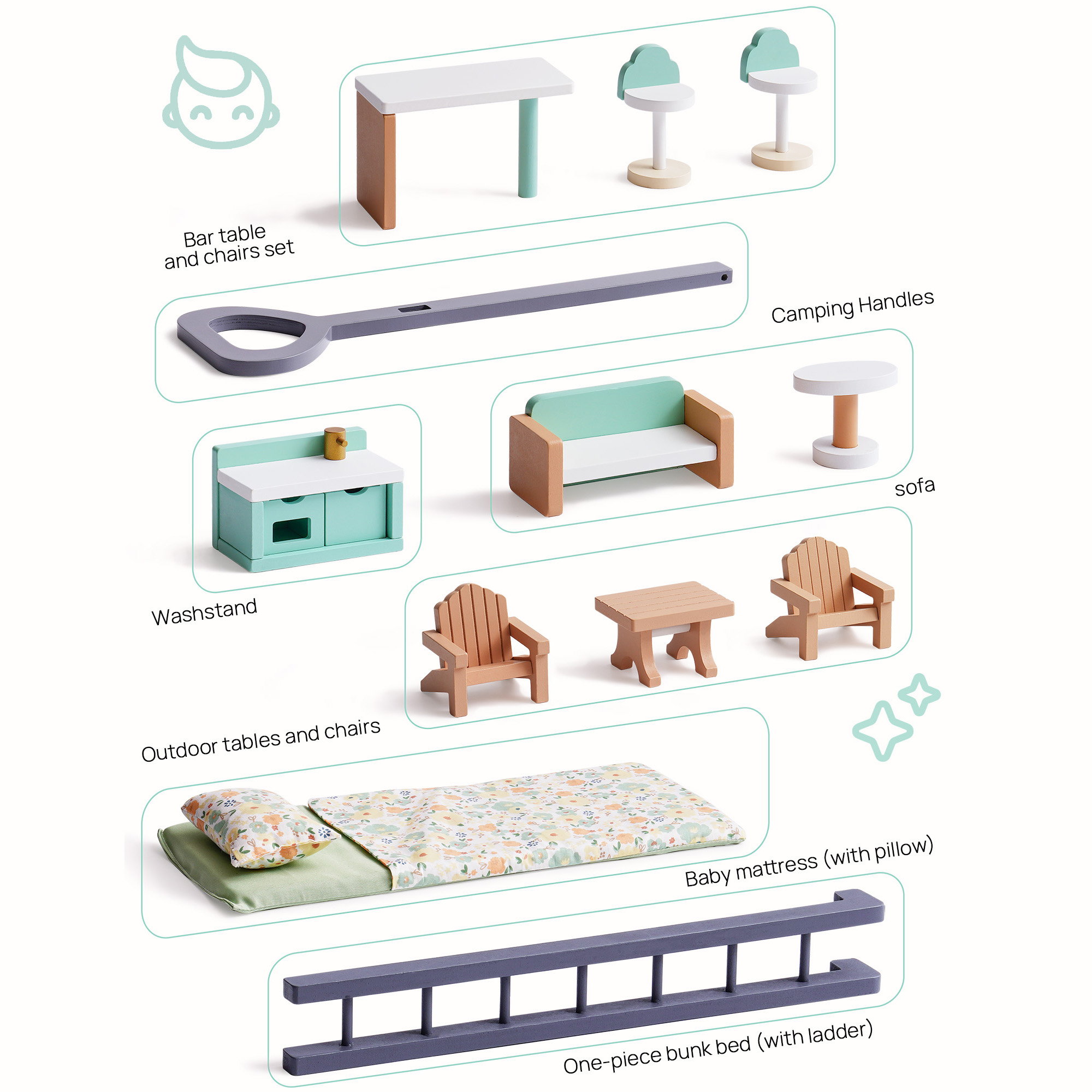 ROBUD Casa de Muñecas de Madera Con Forma de Autocaravana