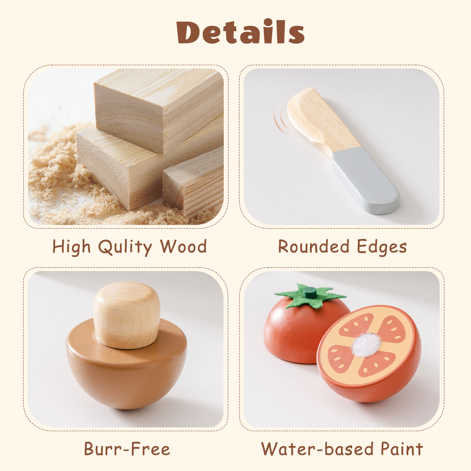 ROBUD Juego de Comida de Madera para Niños - Verduras