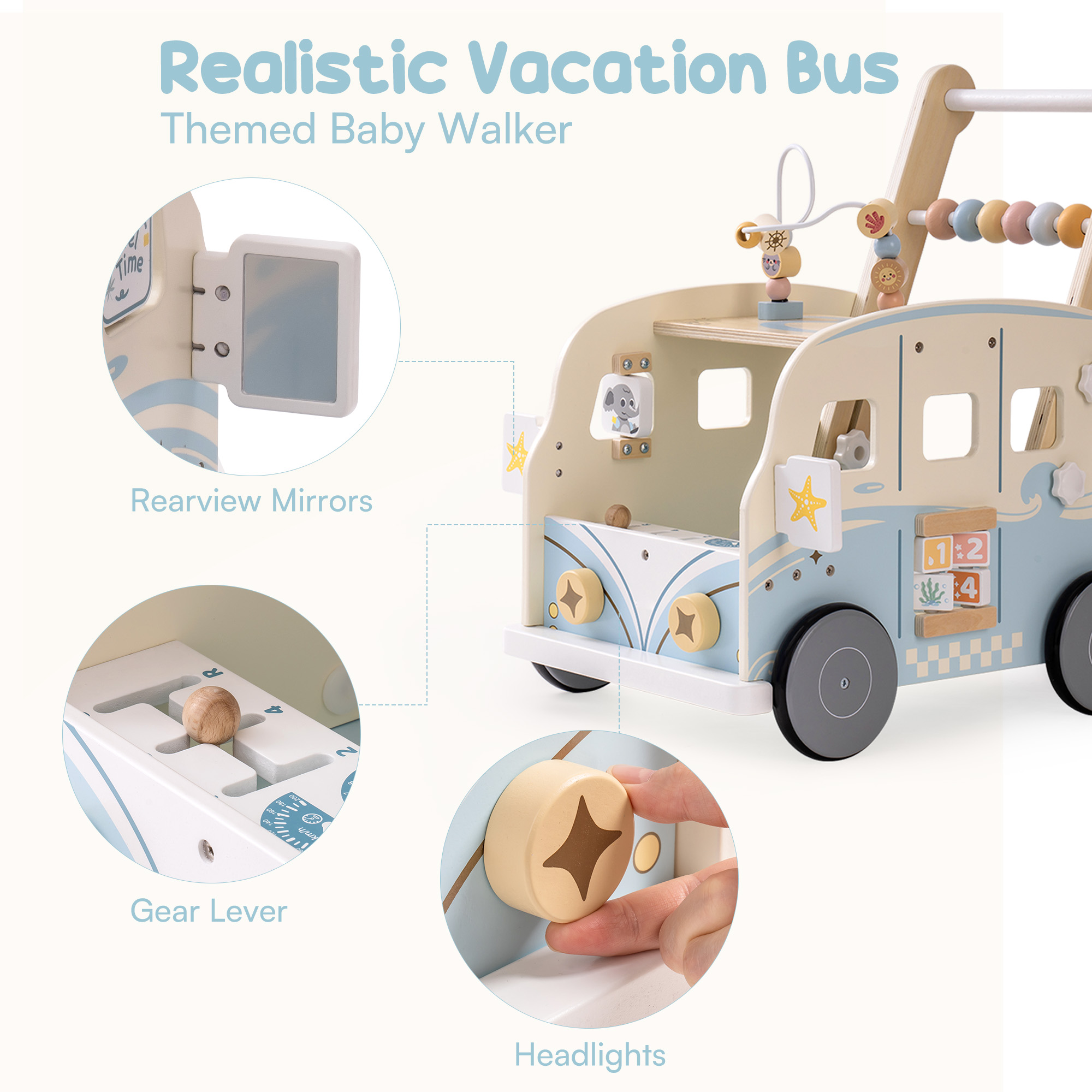 ROBUD Andador de Madera Para Bebés - Vacaction Bus