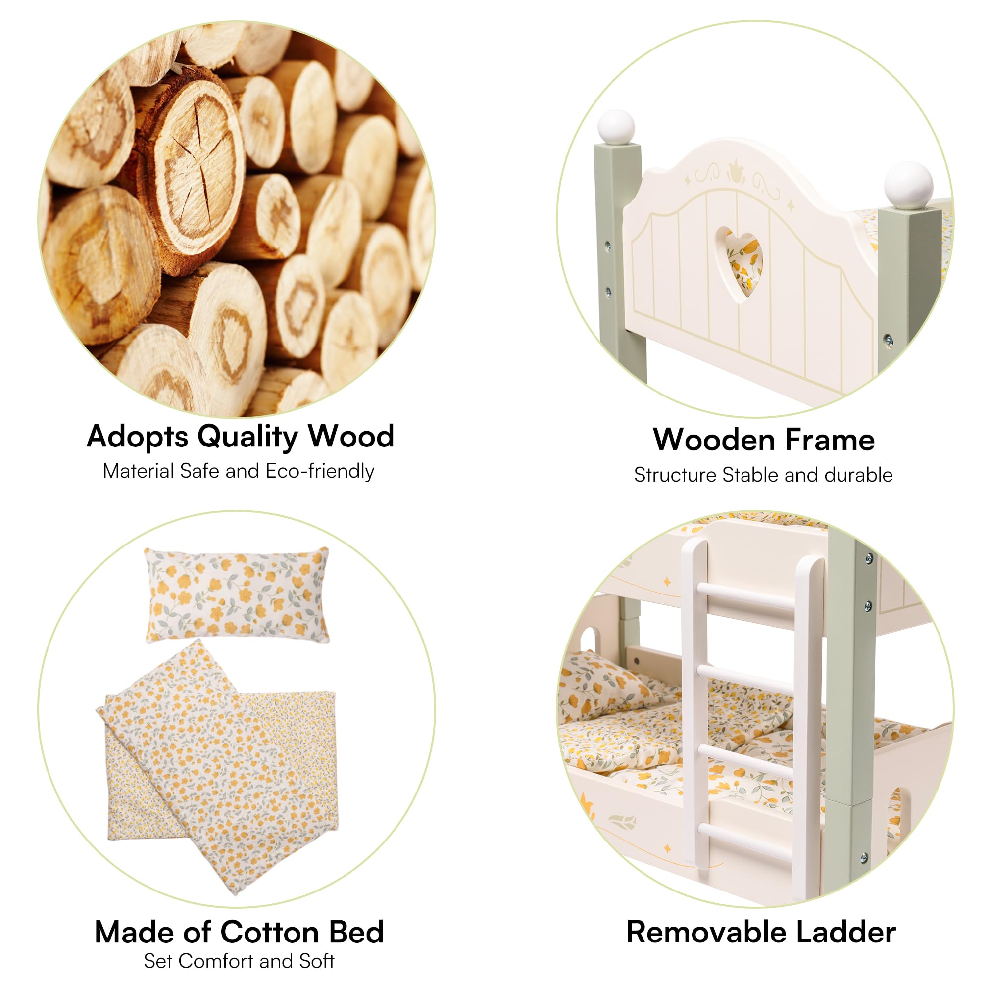 ROBUD Wooden Baby Doll Bed