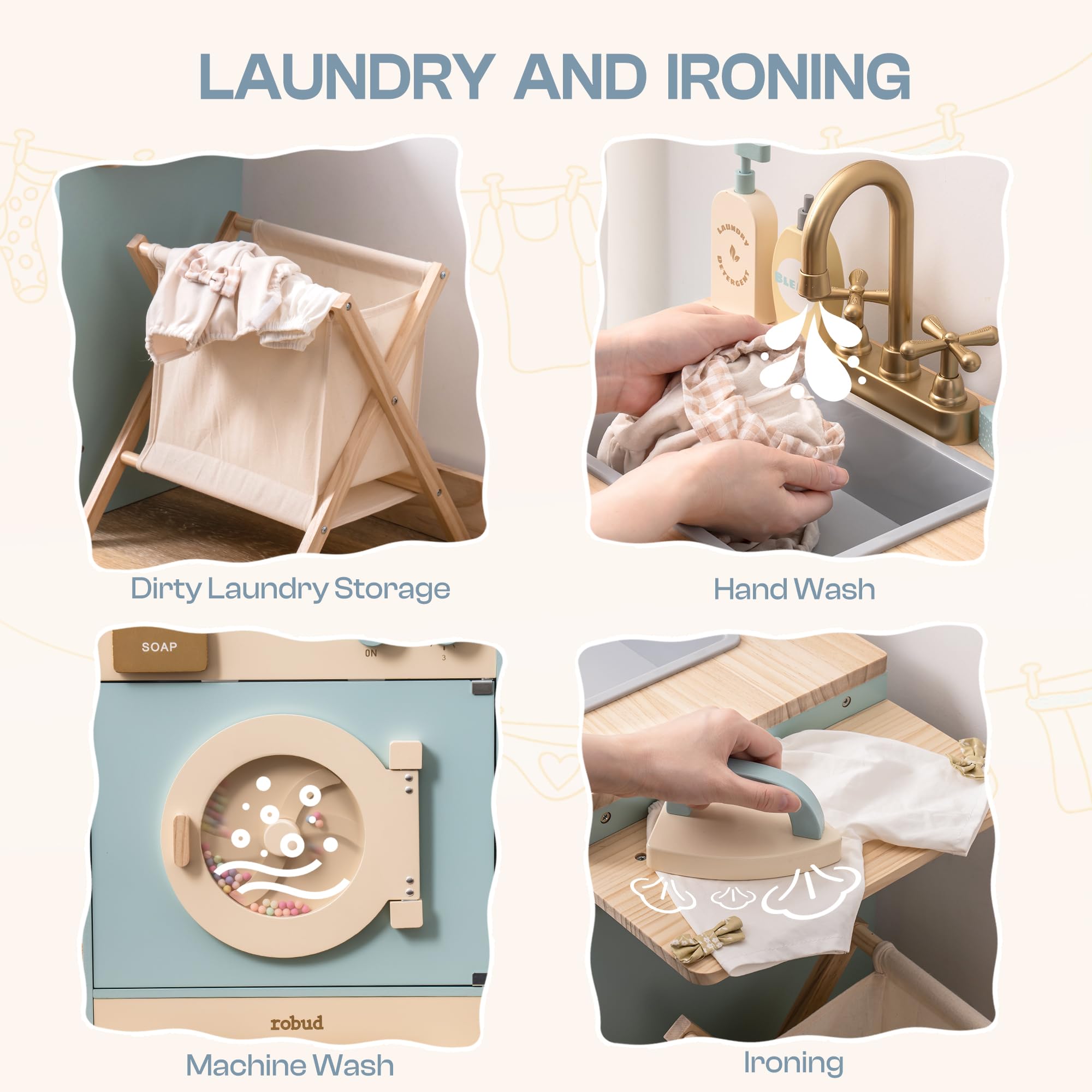 Robud Wooden Kids Kitchen PlaySet Seris - Green and Gold