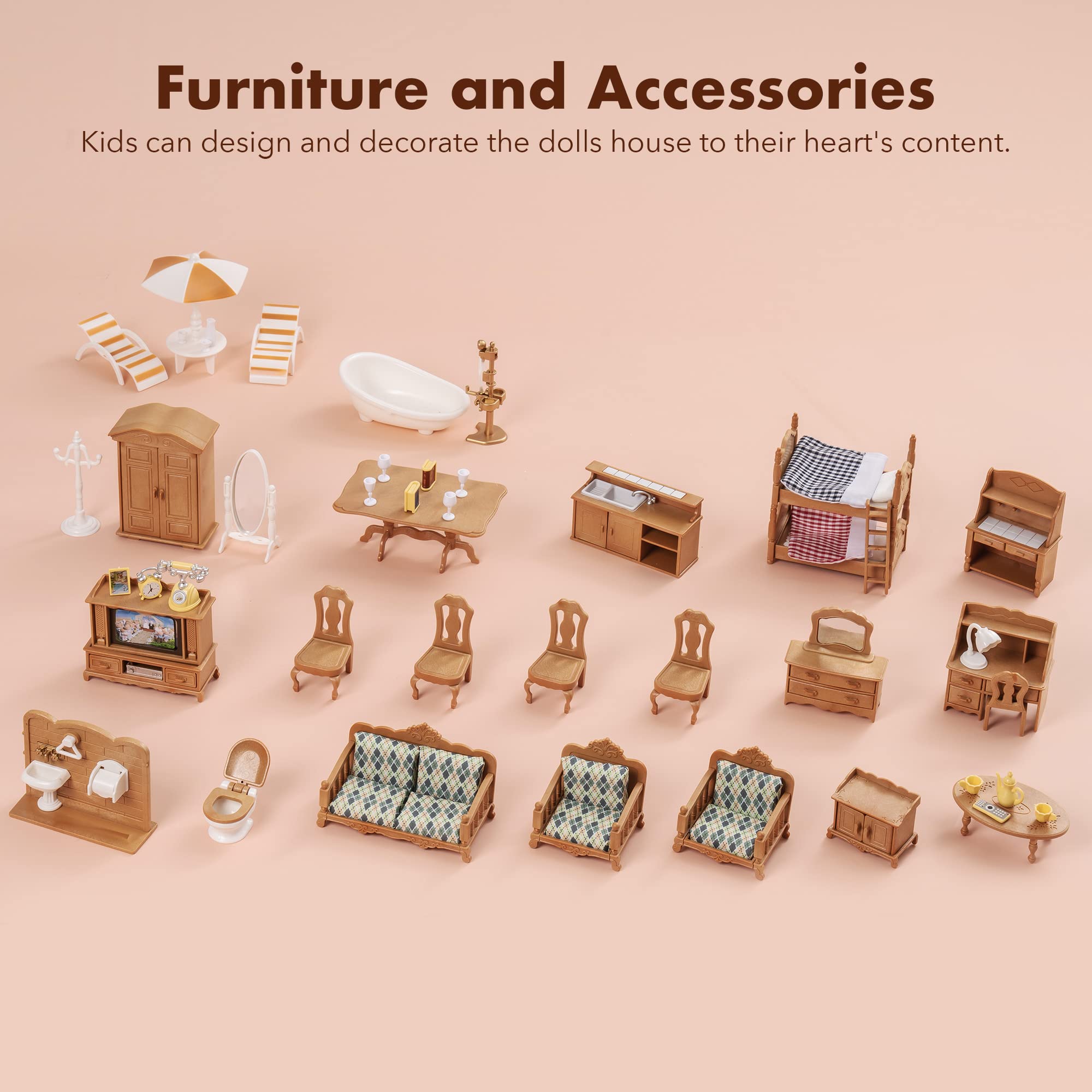 ROBUD Wooden Dollhouse - Colonial Style