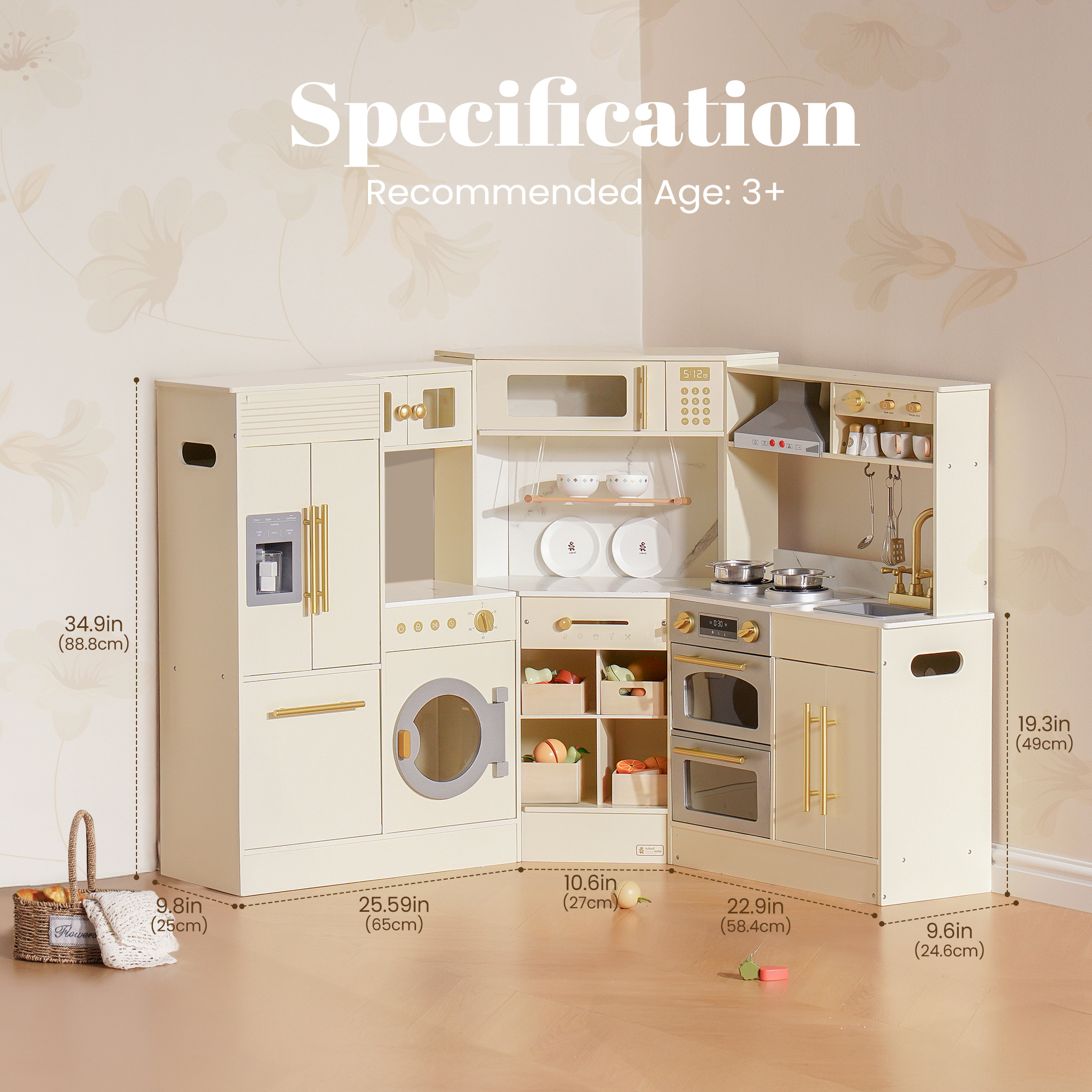 ROBUD Cocina Esquinera de Lujo Con Iluminación de Madera