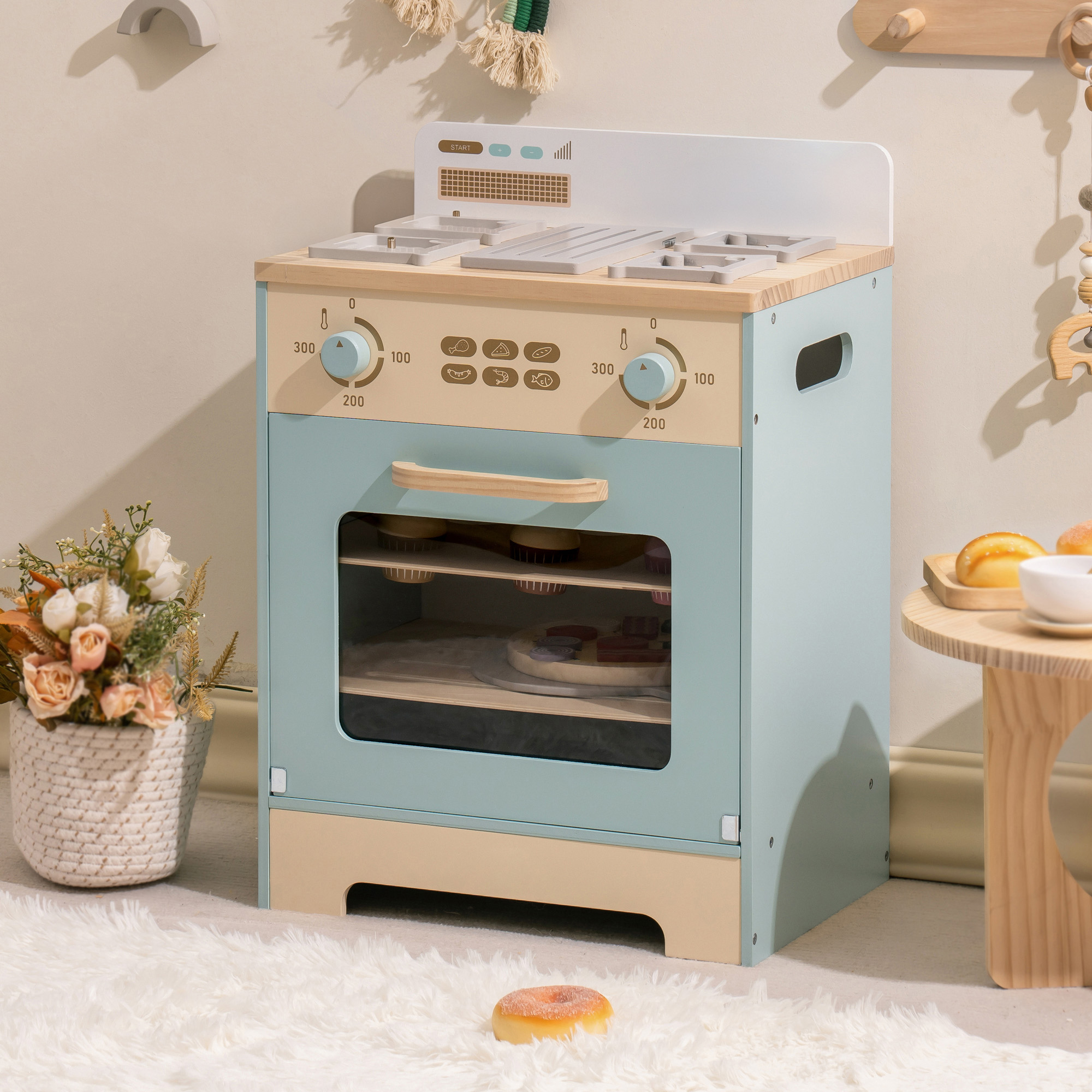 ROBUD Cocina de Madera Para Niños - Horno Realista