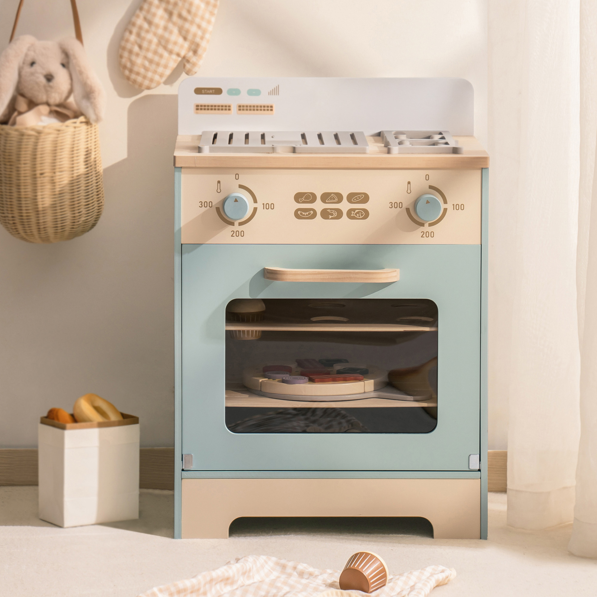 ROBUD Cocina de Madera Para Niños - Horno Realista