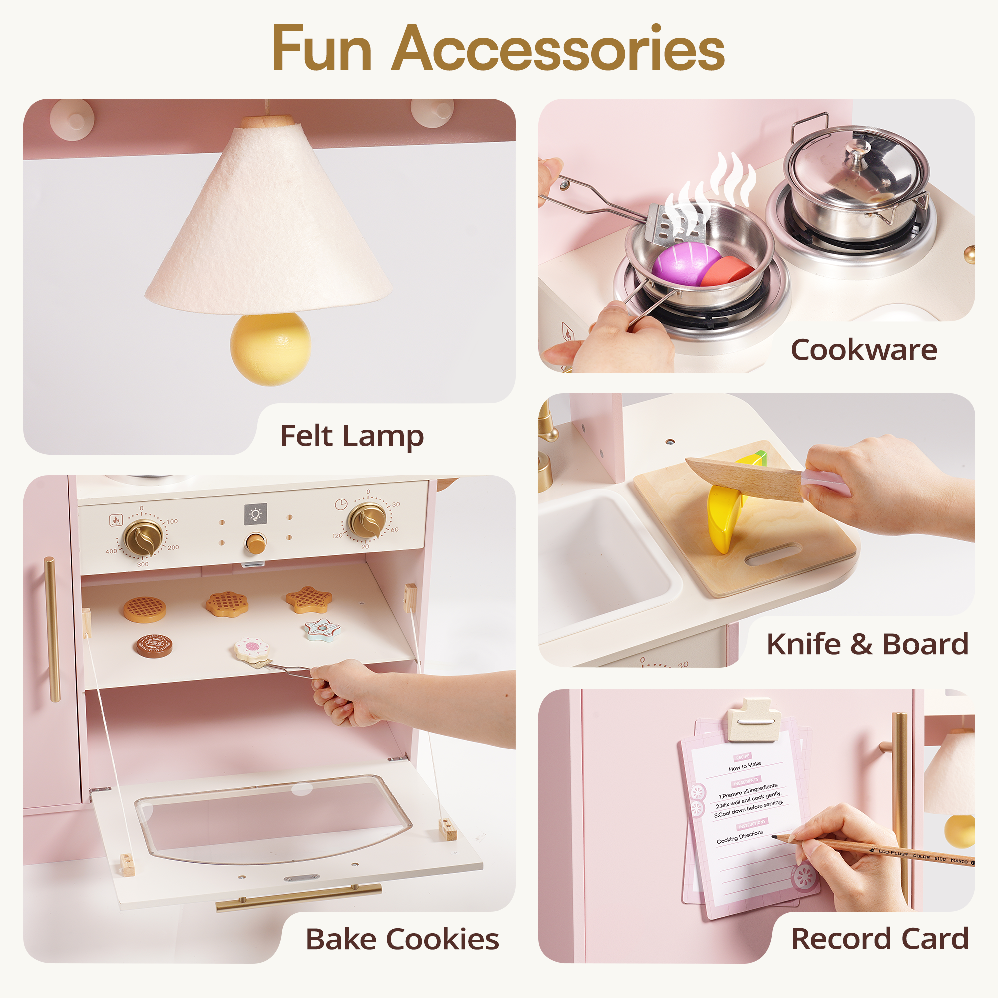 ROBUD Cocina de juguete de madera para niños con frigorífico y horno – Bild 8