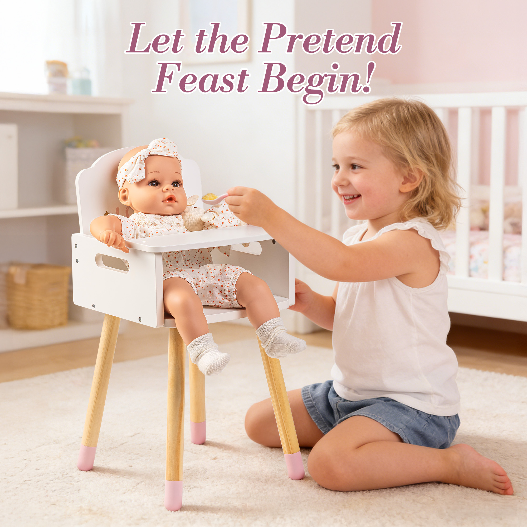 ROBUD Baby Doll High Chair with Heart-Shaped