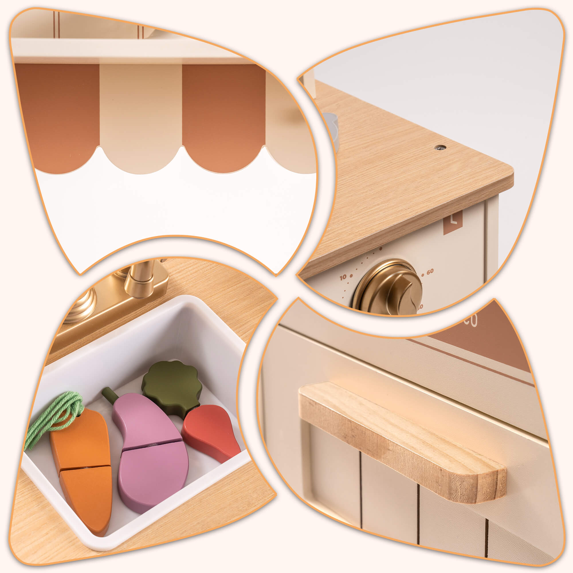 ROBUD Wooden Kids Play Kitchen Set  - Olivia Caramel