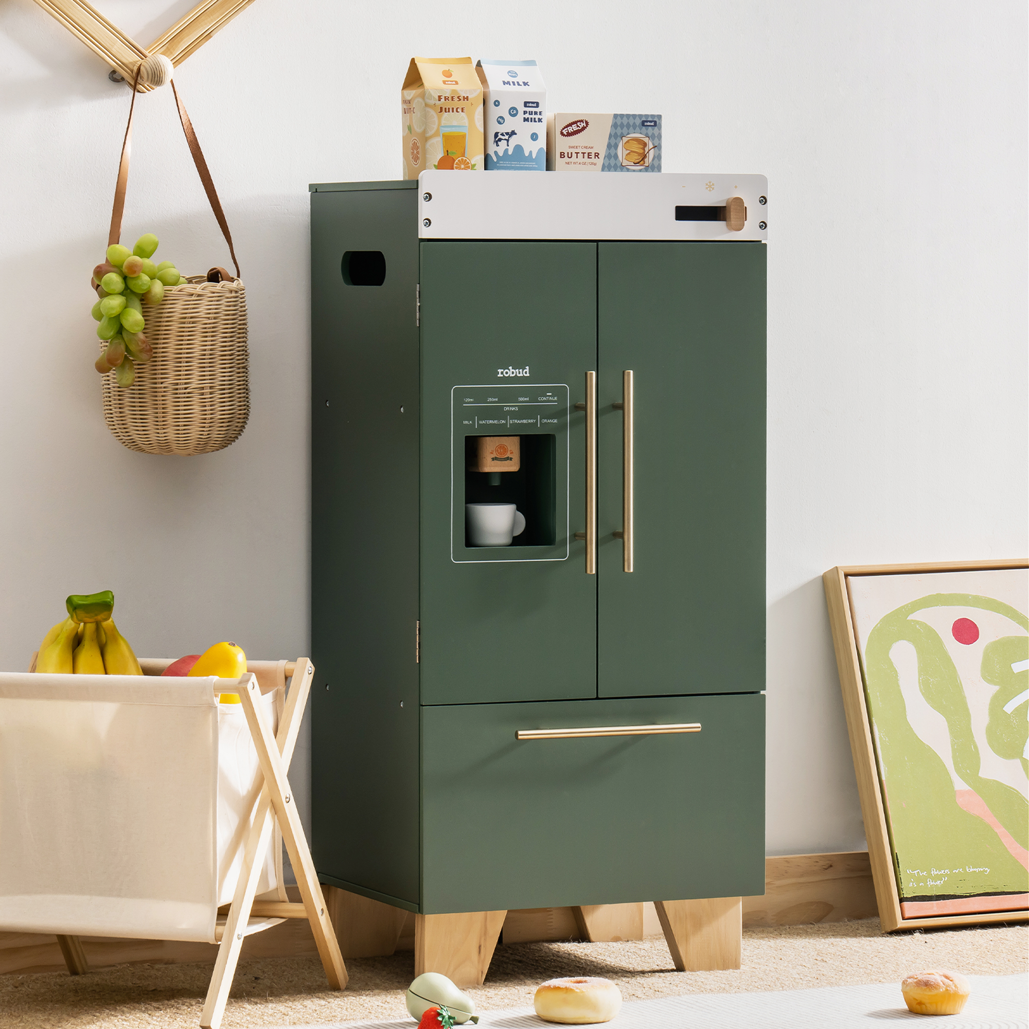 ROBUD Wooden Toy Refrigerator - Vintage Green