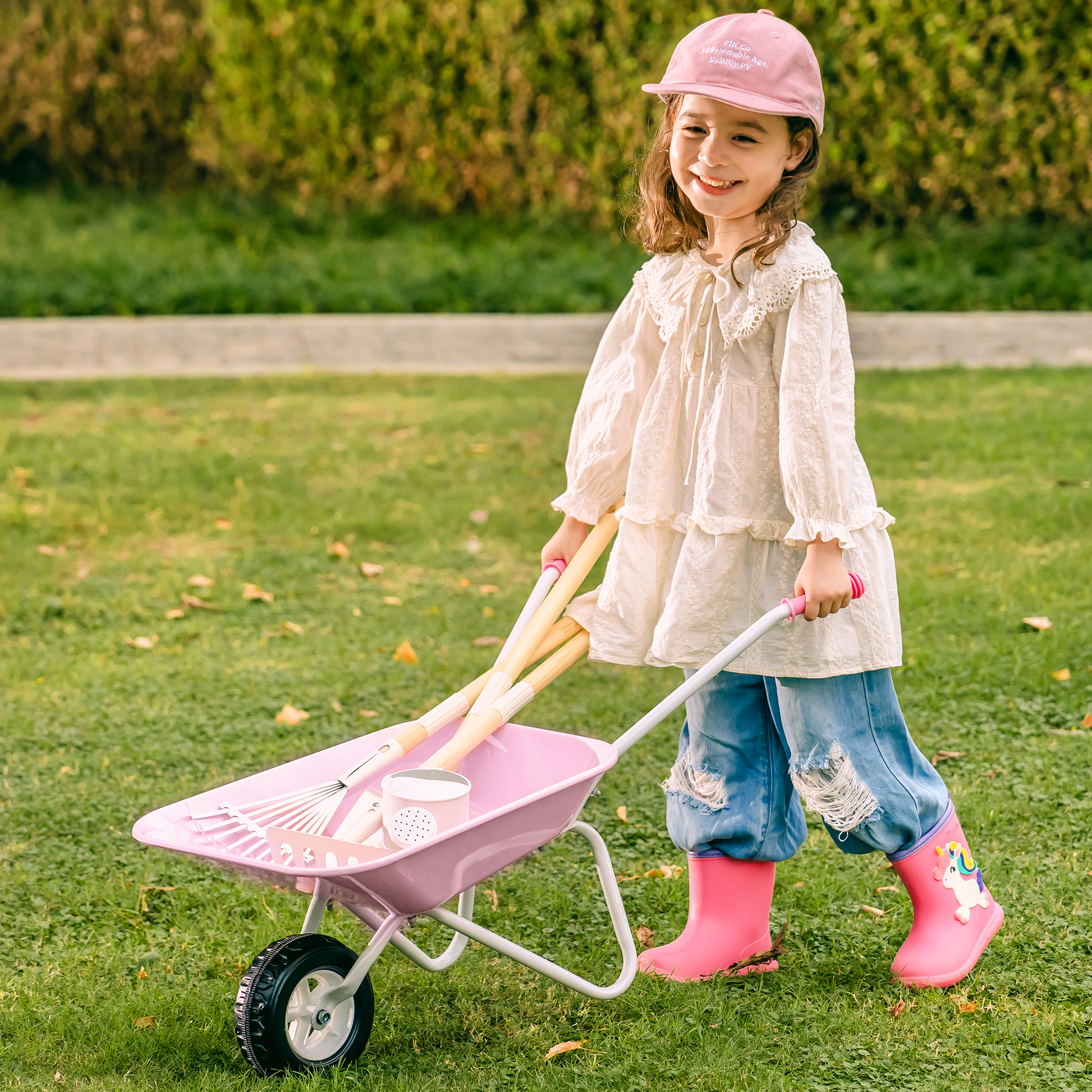 ROBUD Kids Wheelbarrow with Gardening Set