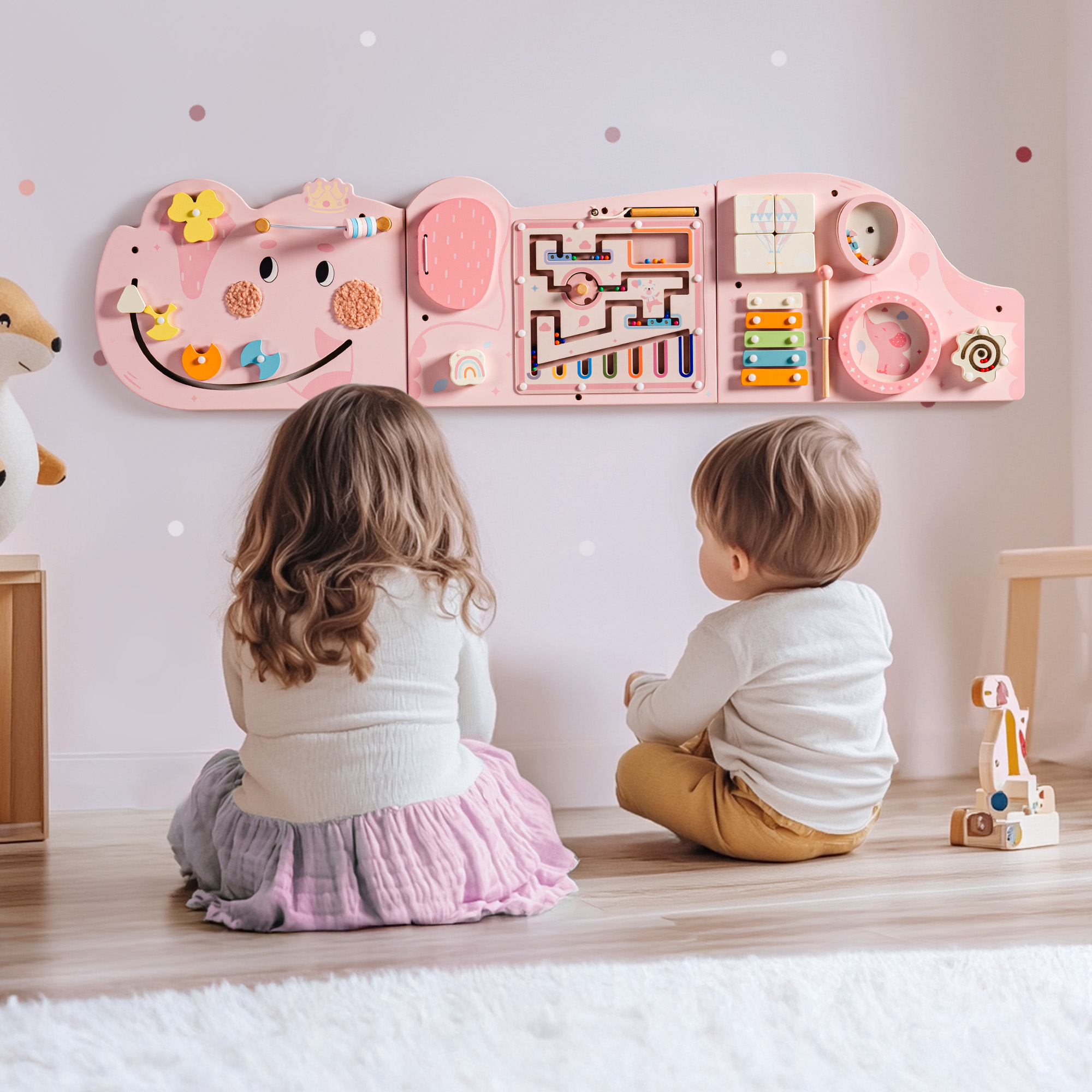 ROBUD Wooden Cream Elephant Busy Board