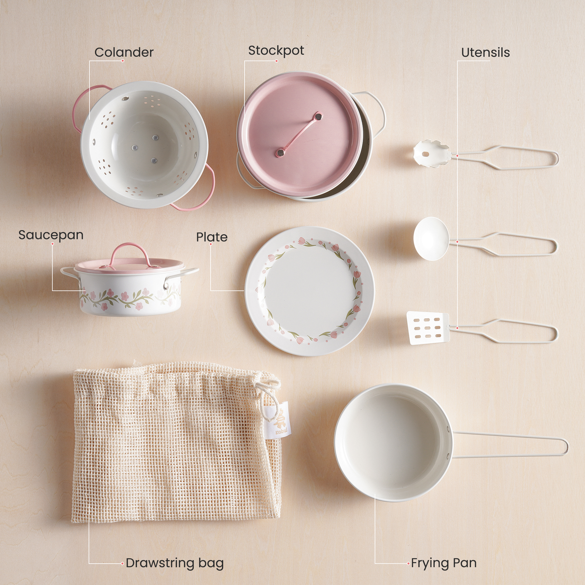 ROBUD Tinplate Pretend Cooking Utensils