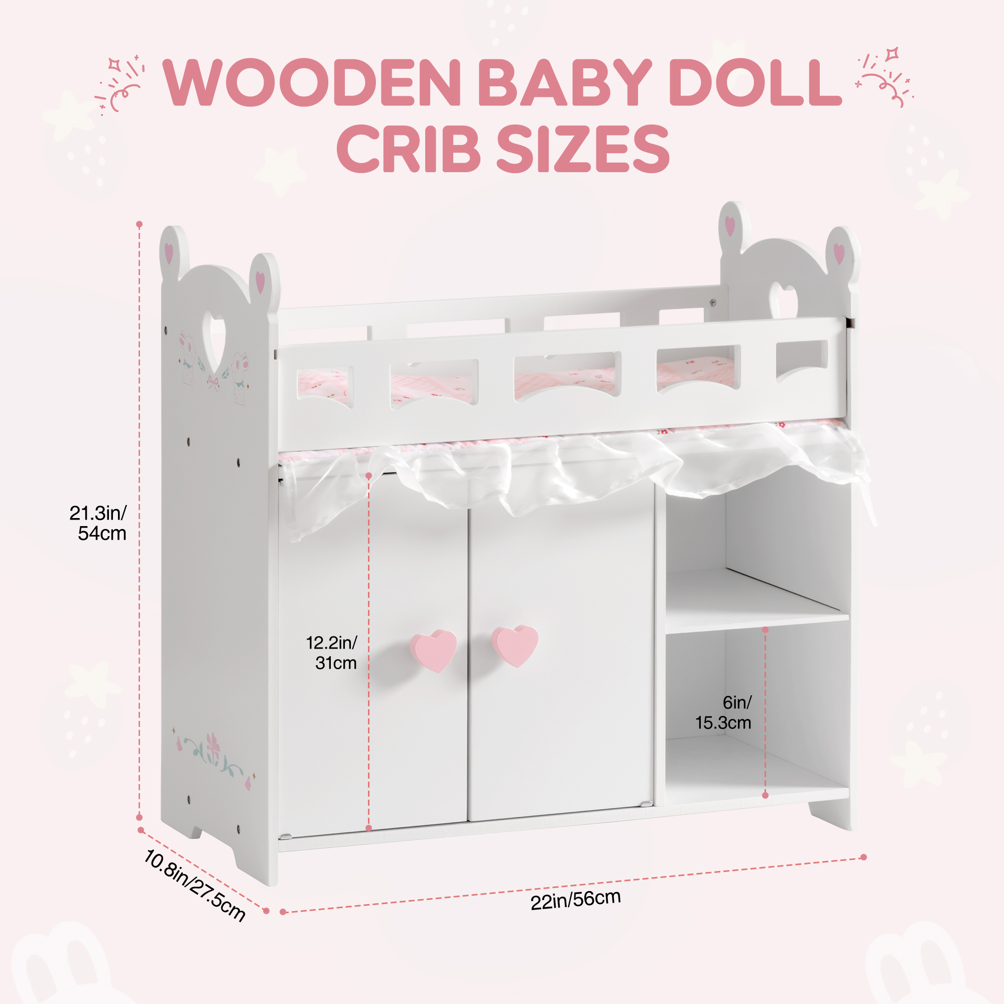 Calico Critters Baby Doll Crib, Wooden Baby Crib Toy With