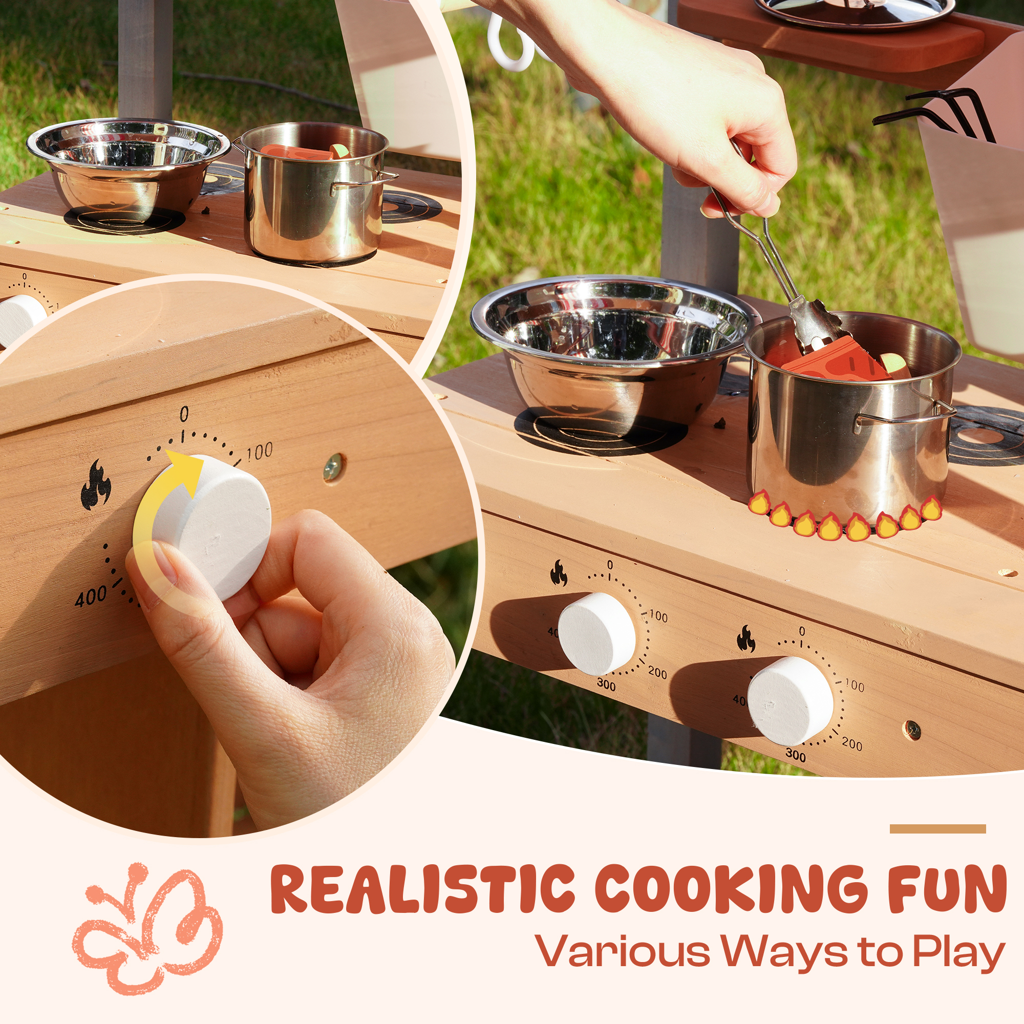 ROBUD Mud Kitchen for Kids Outdoor with Canopy