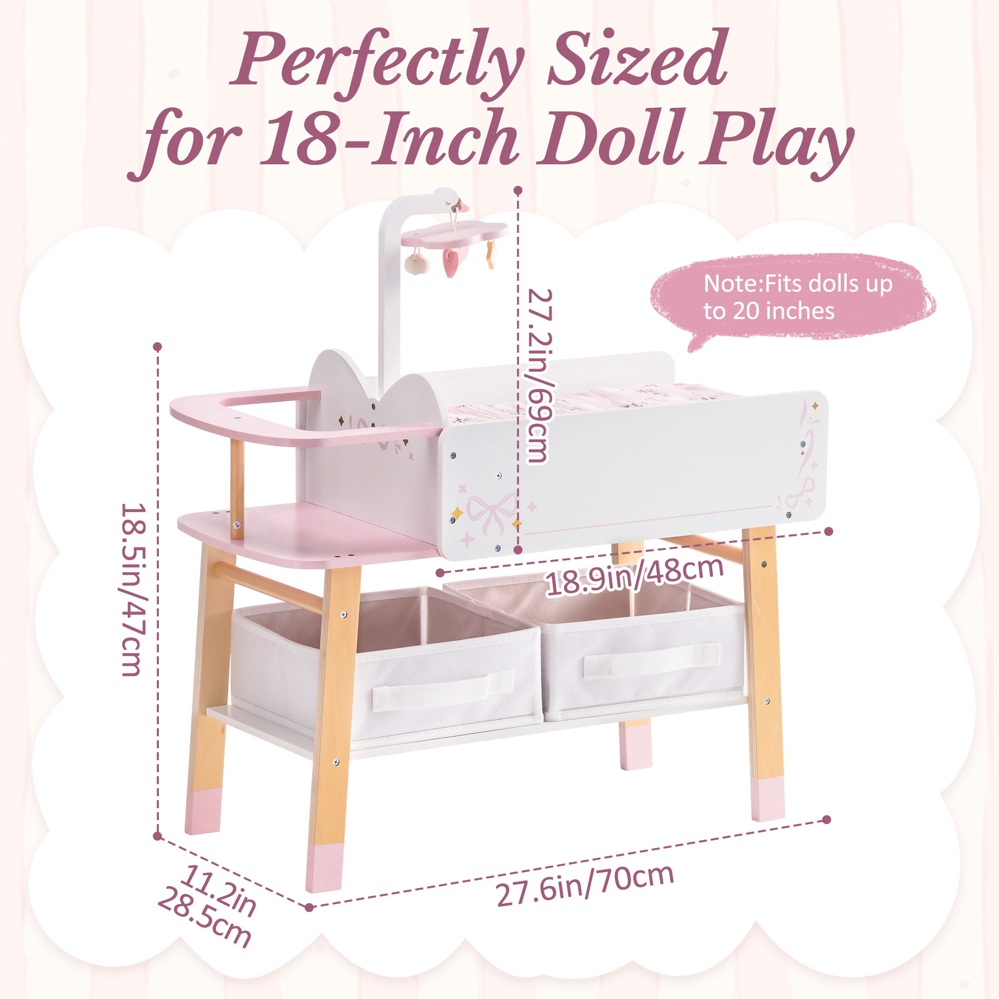 ROBUD 18 Inch Doll Changing Table