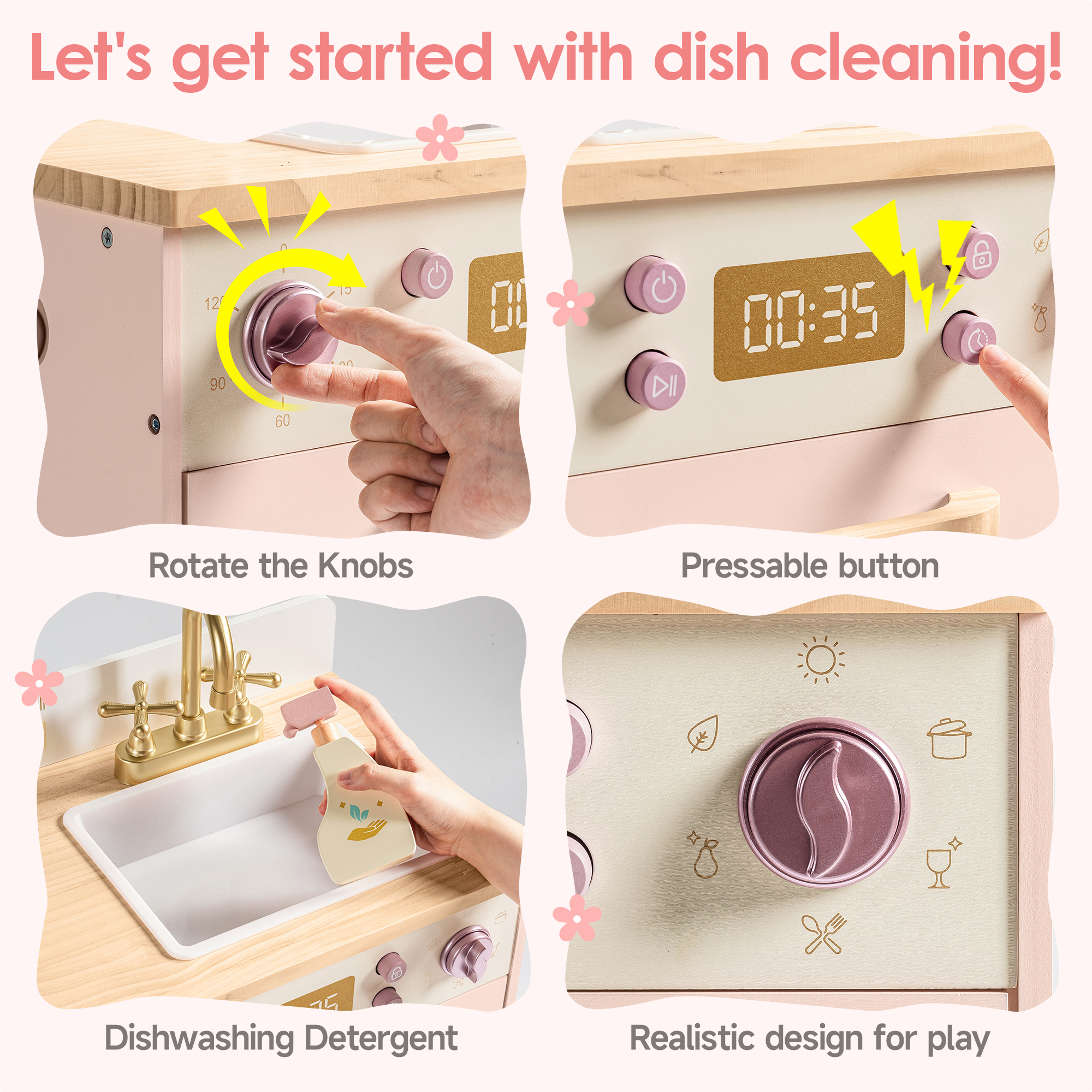 ROBUD Wooden Pink Dishwasher