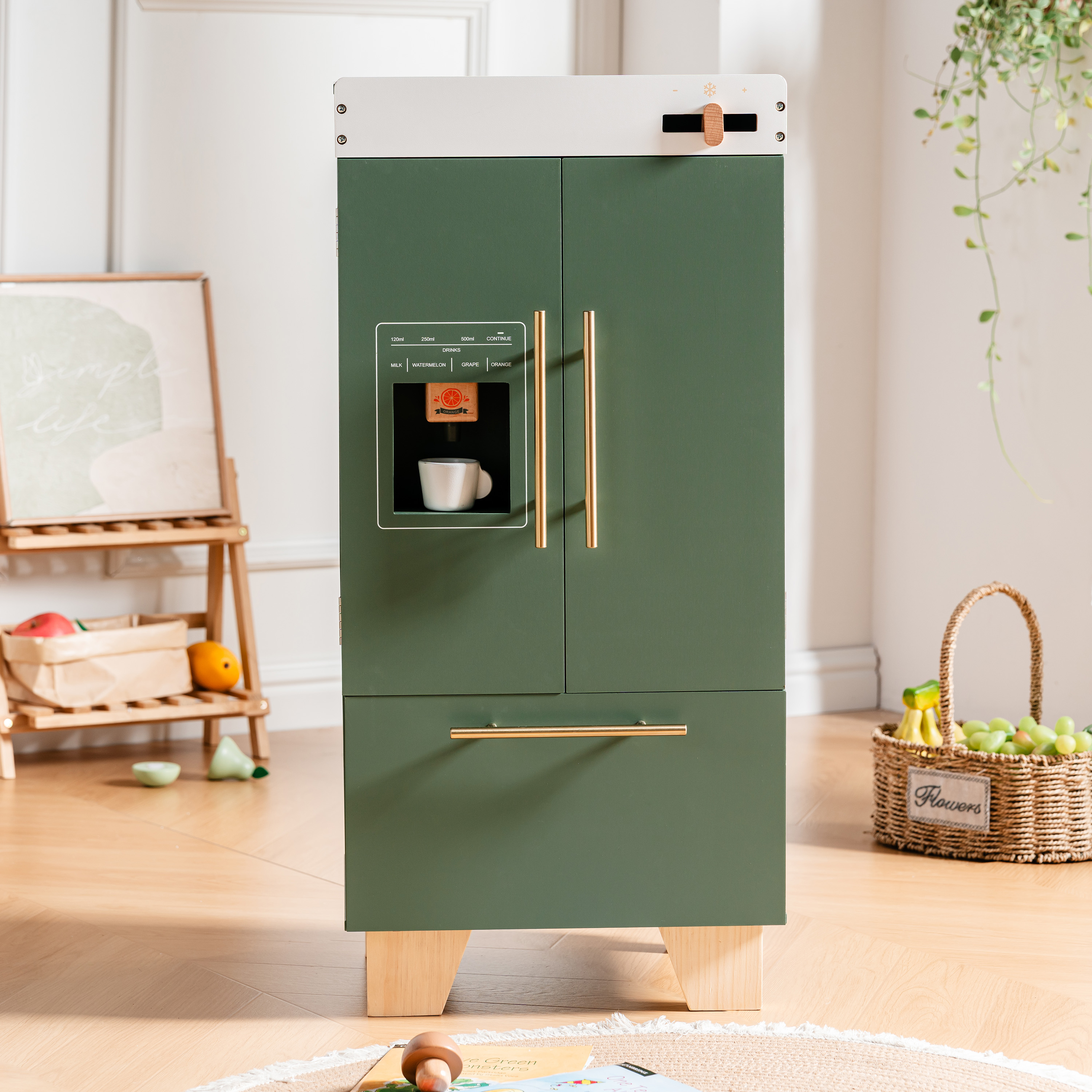 Wooden Kids Kitchen Playset Series - Vintage Green | Childrens Play Kitchen Toys Luxury Four Piece Set | ROBUD